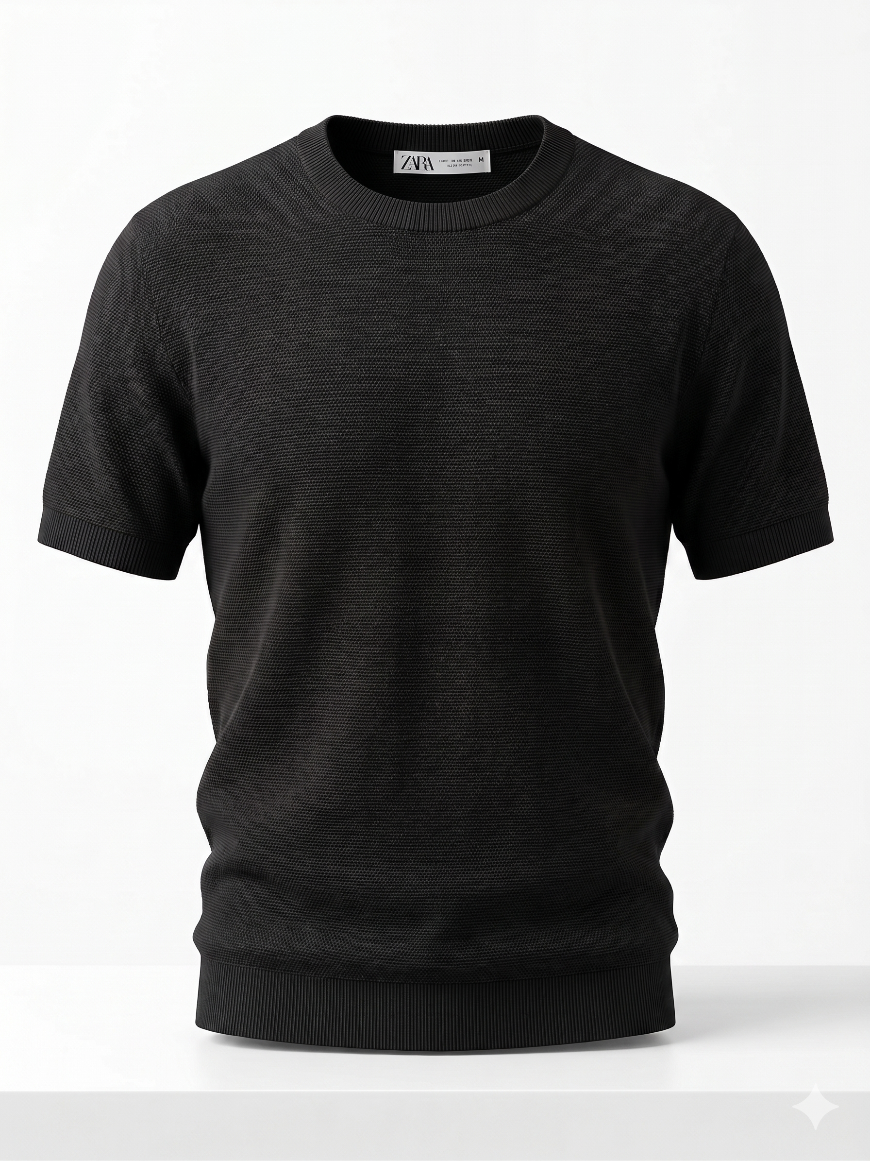 ZARA Knit Short Sleeve T-Shirt – Black