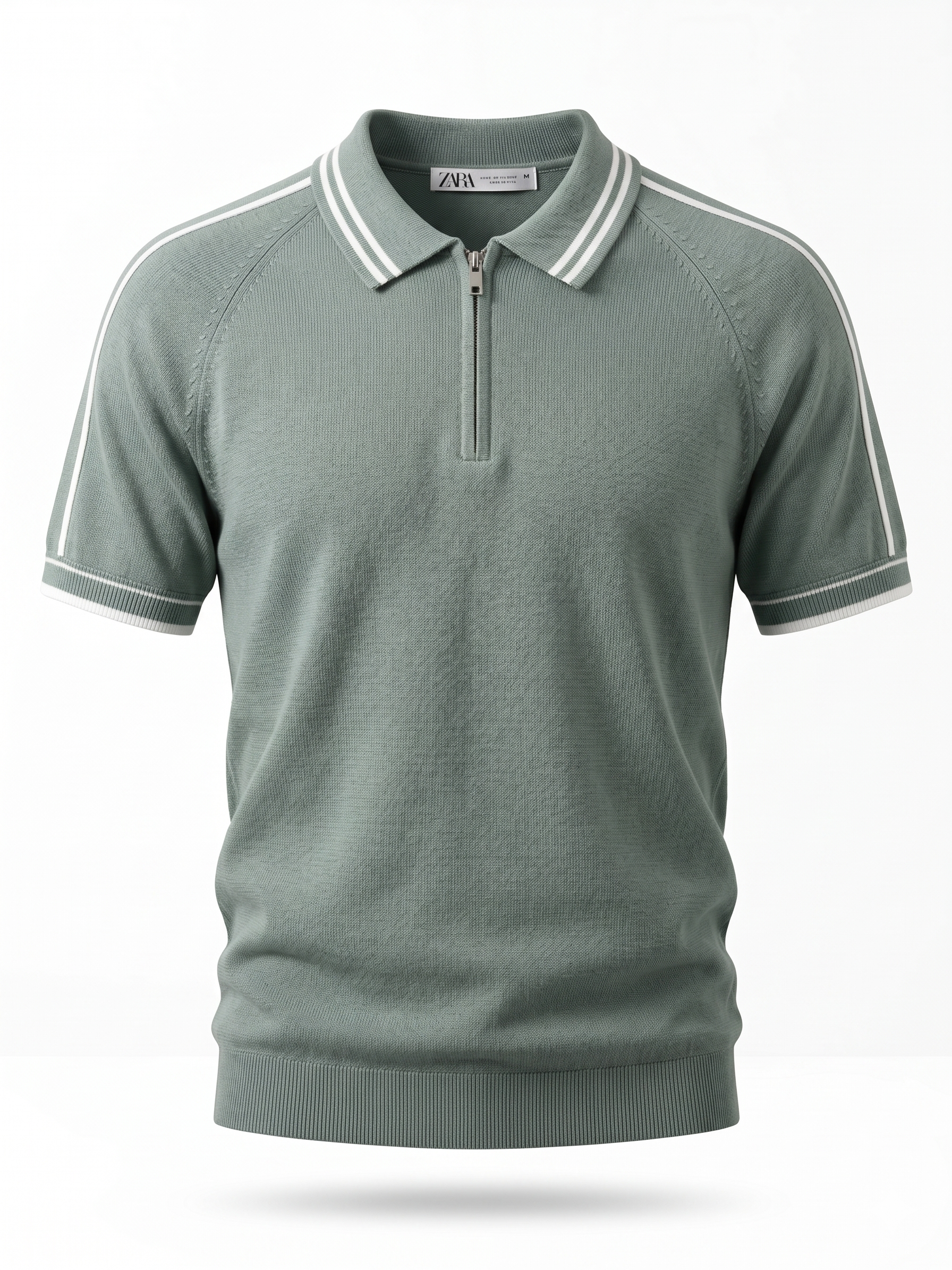 ZARA Zip Polo Shirt – Green