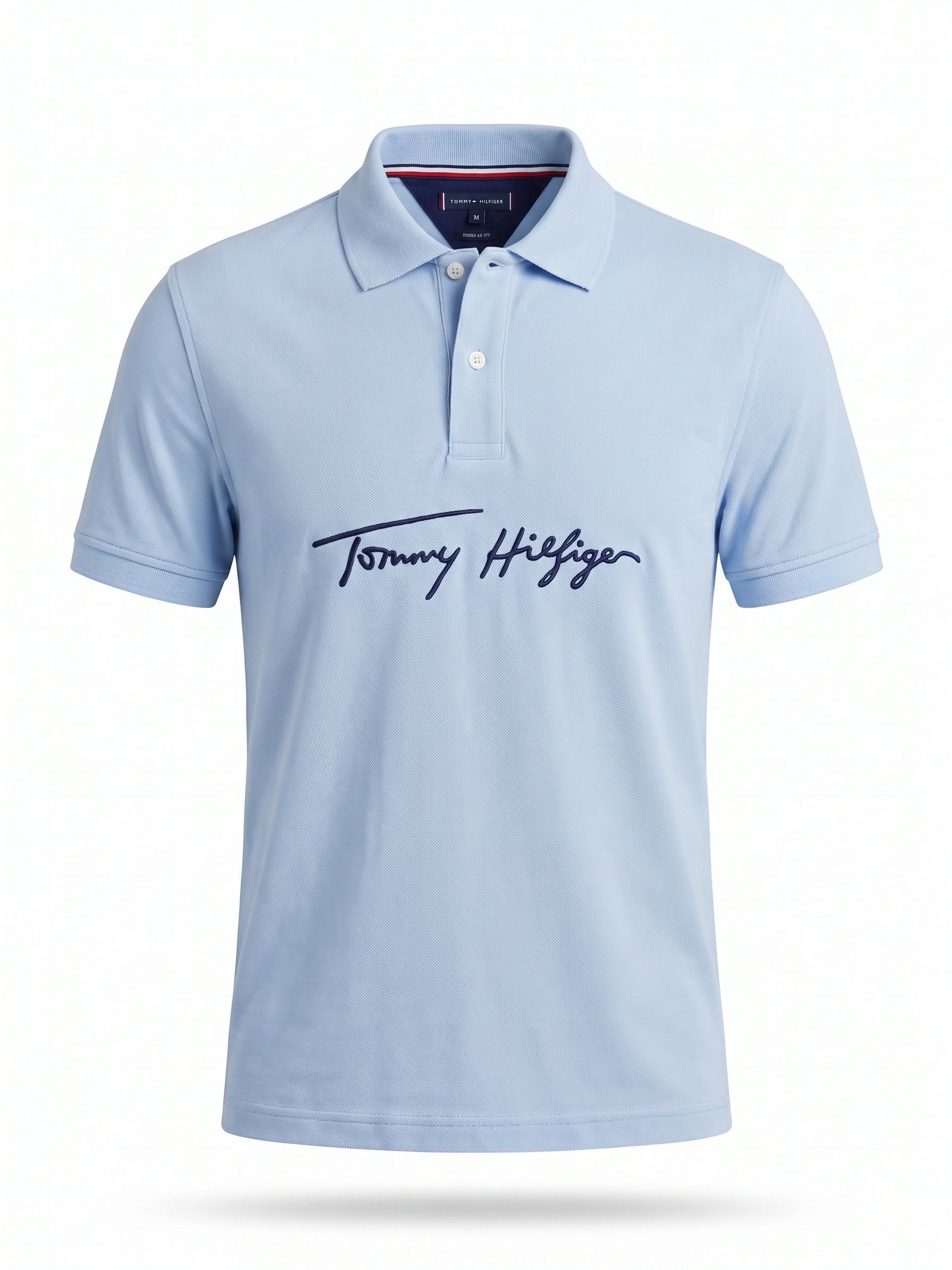 Tommy Hilfiger Script Logo Polo Shirt – Light Blue
