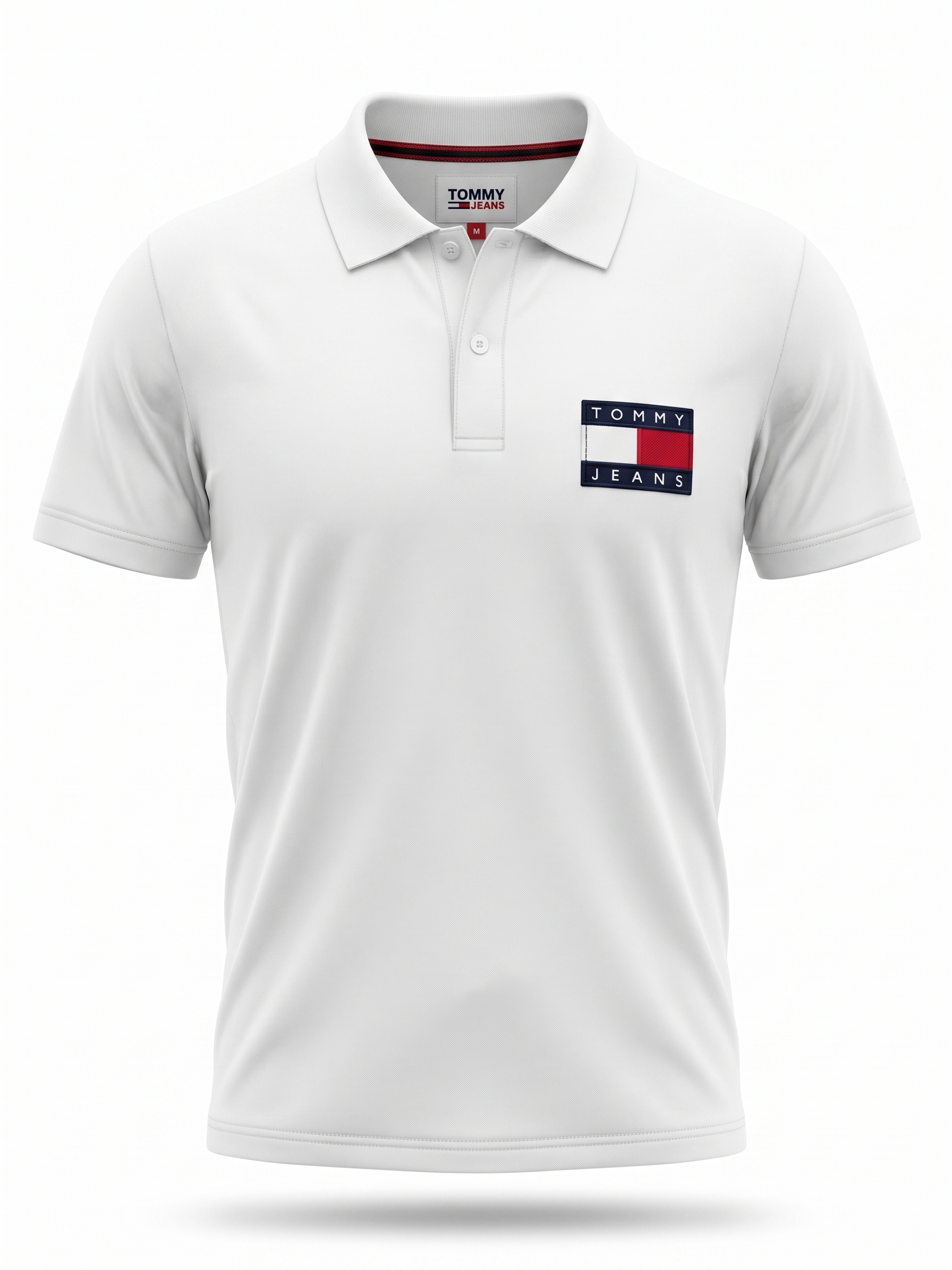 Tommy Jeans Flag Logo Polo Shirt – White