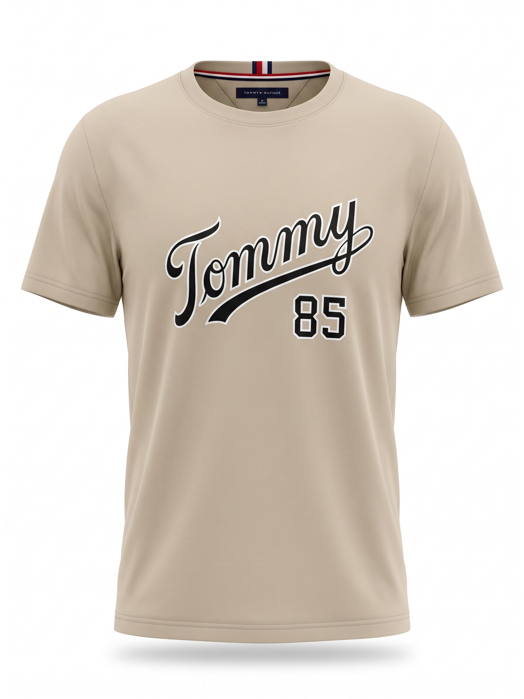 Tommy Hilfiger Script Logo T-Shirt – Beige