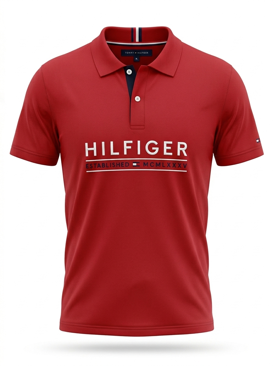 Tommy Hilfiger Logo Polo Shirt – Red
