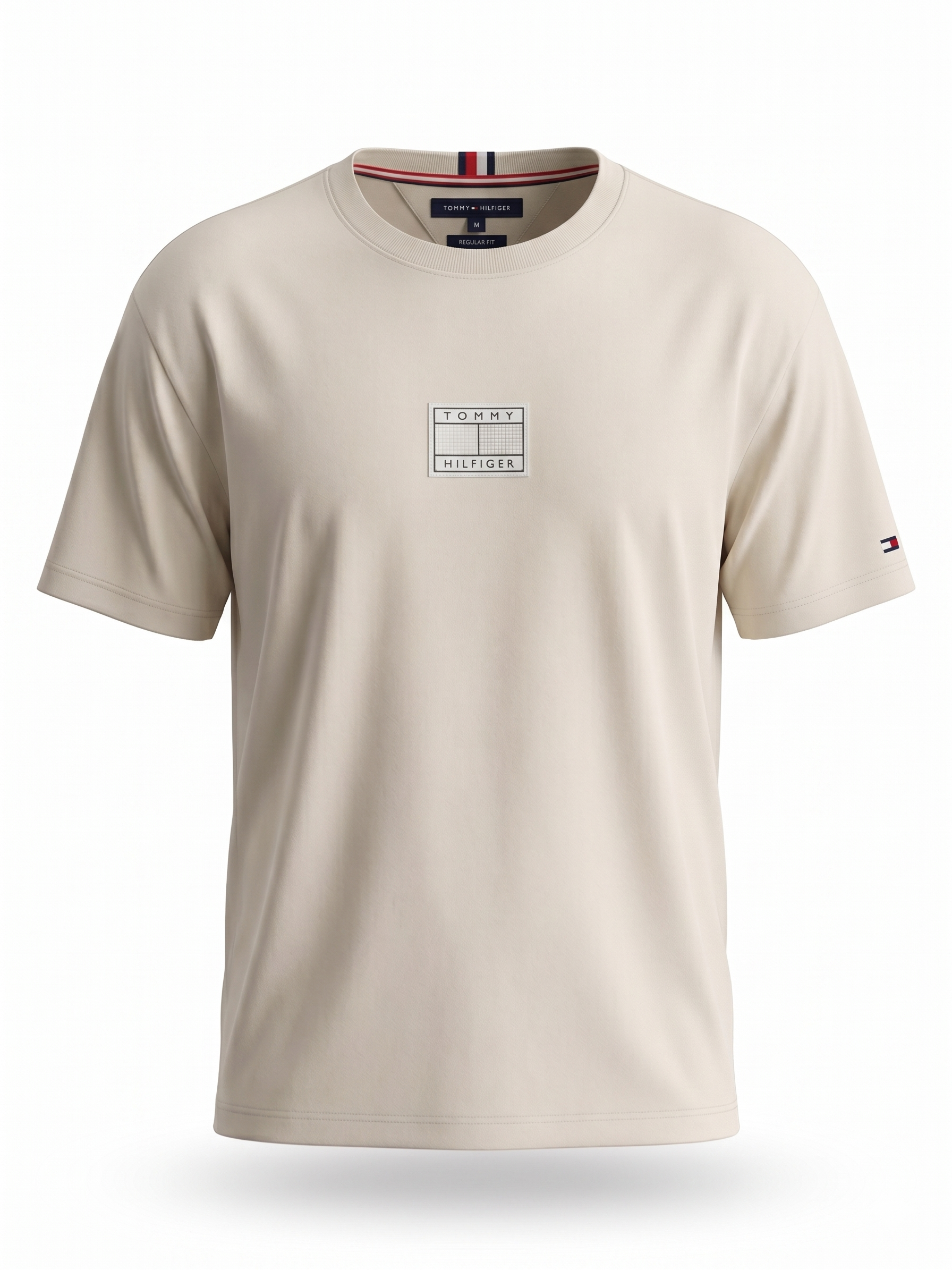 Tommy Hilfiger Minimal Flag Logo T-Shirt – Beige