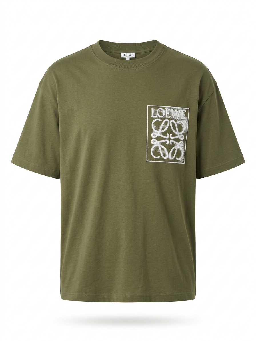 LOEWE Logo Graphic T-Shirt – Olive Green