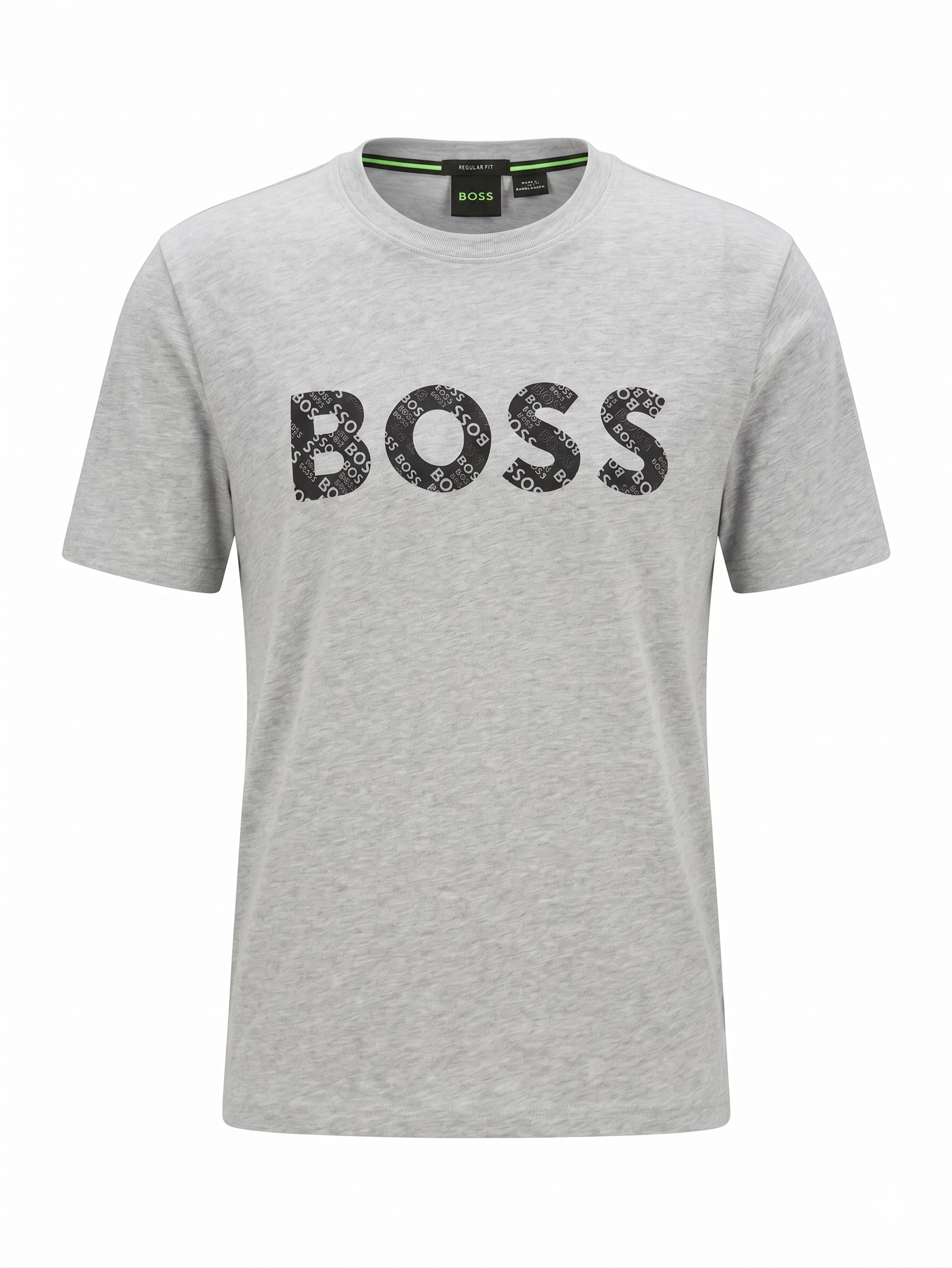 BOSS Logo Print T-Shirt – Grey Marl