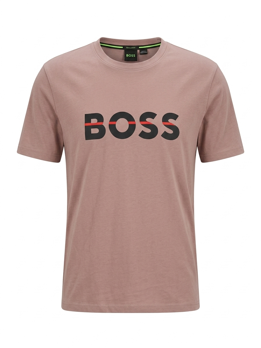 BOSS Logo Stripe T-Shirt – Dusty Pink