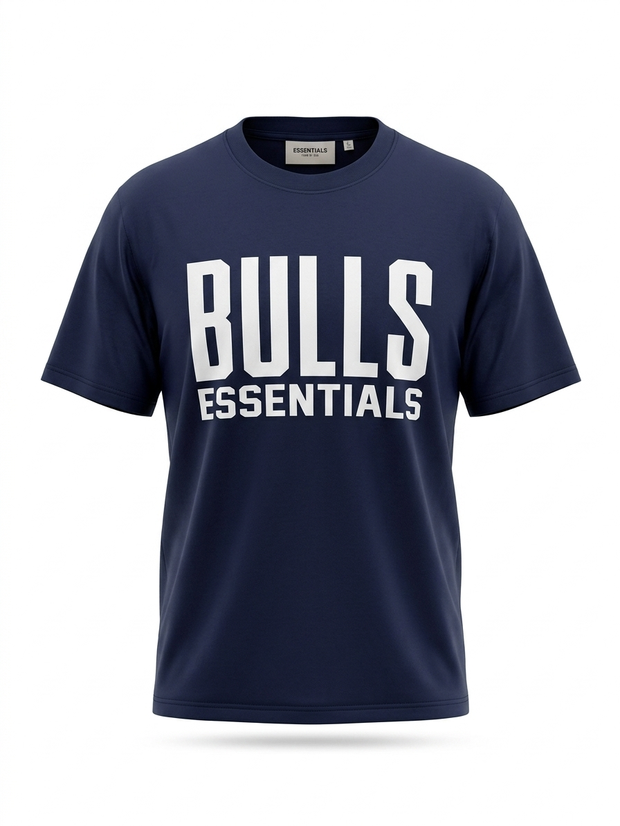 ESSENTIALS “BULLS” Graphic T-Shirt – Navy