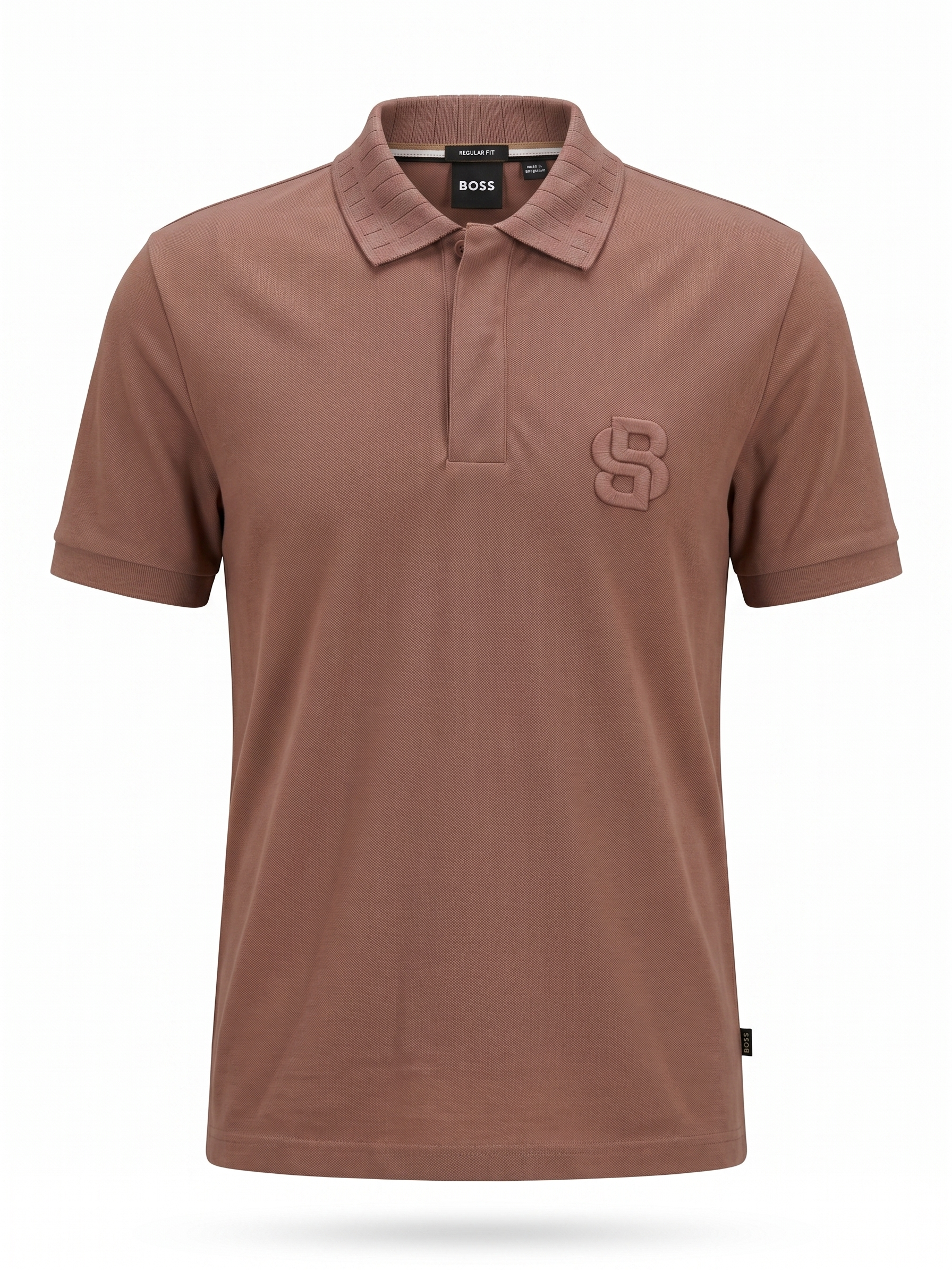 BOSS Textured Polo Shirt – Dusty Brown