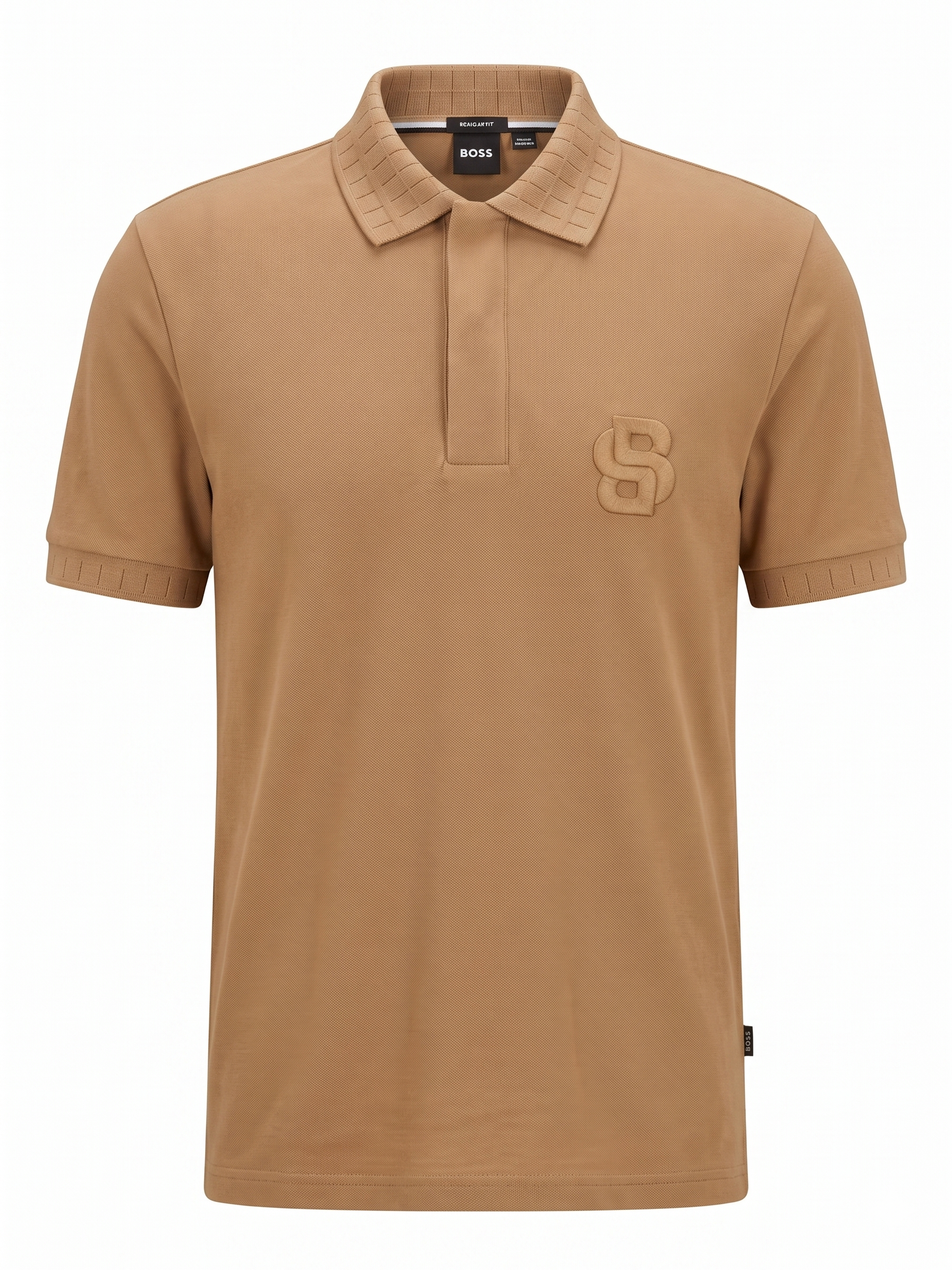 BOSS Textured Polo Shirt – Sand Beige
