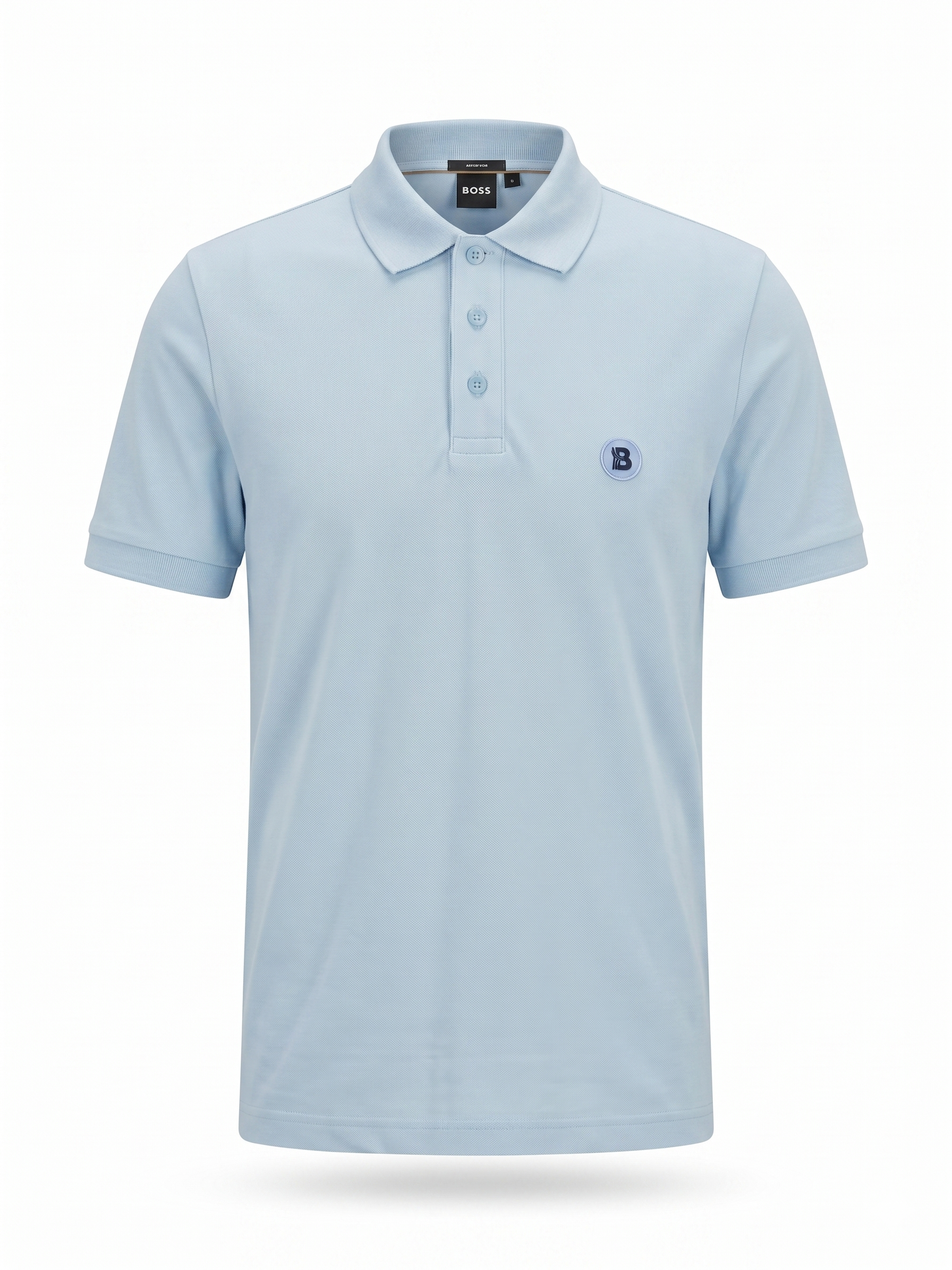BOSS Logo Badge Polo Shirt – Light Blue