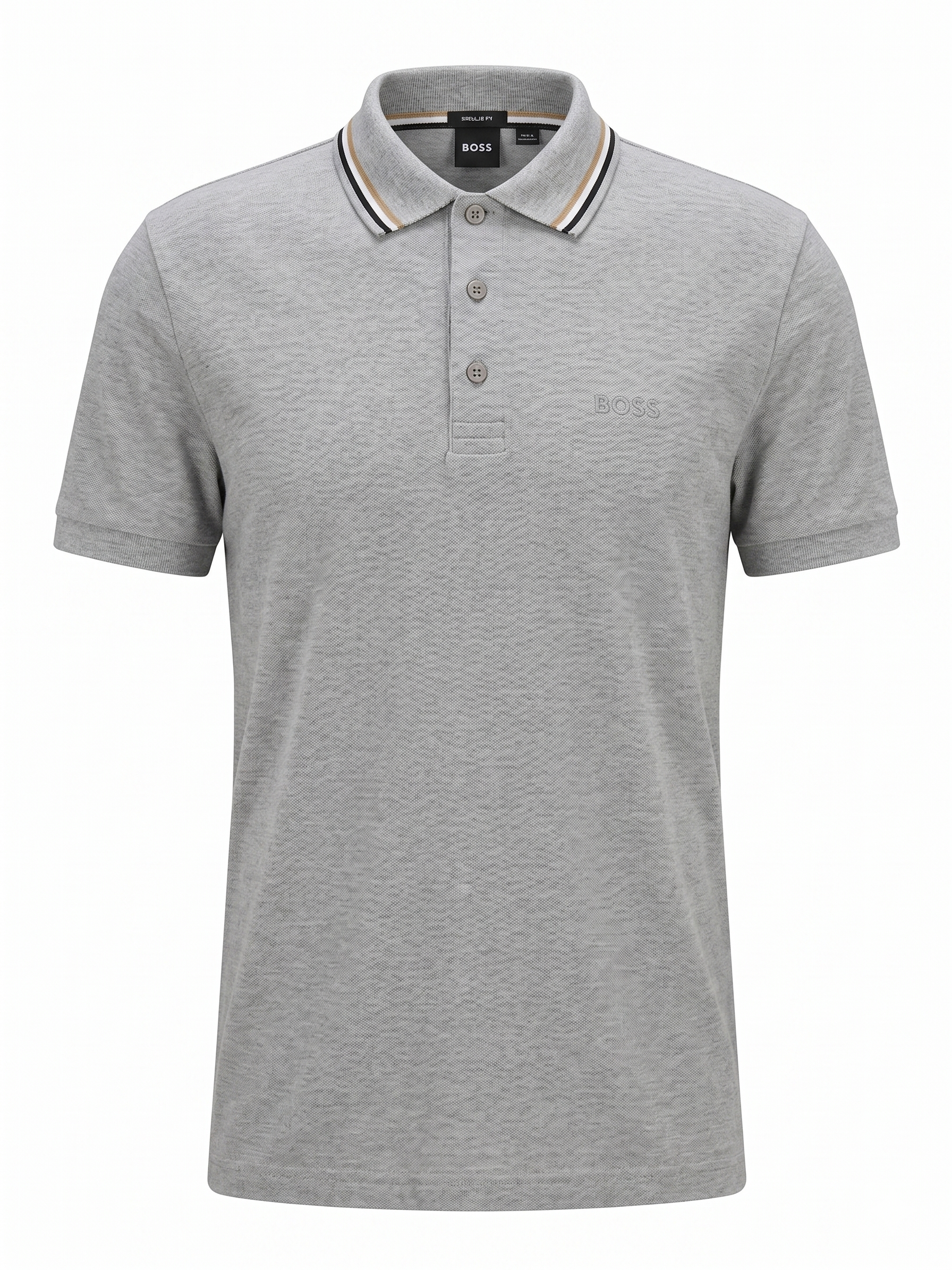 BOSS Tipped Polo Shirt – Grey Melange