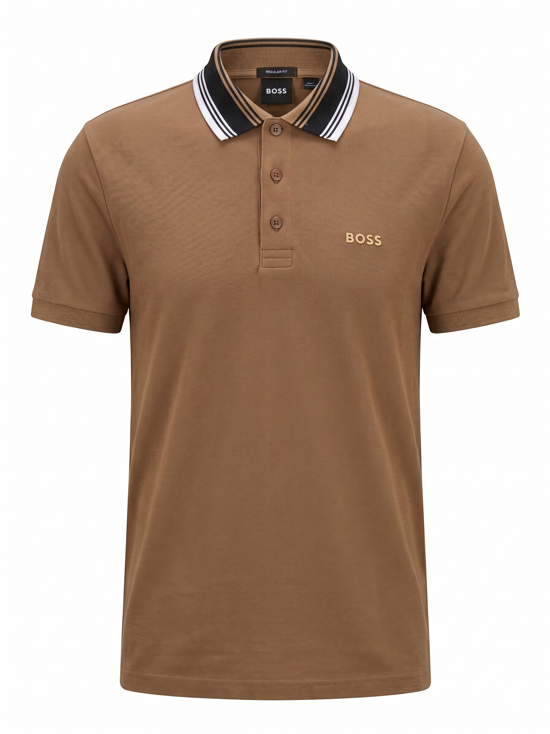 BOSS Contrast Collar Polo Shirt – Camel Brown