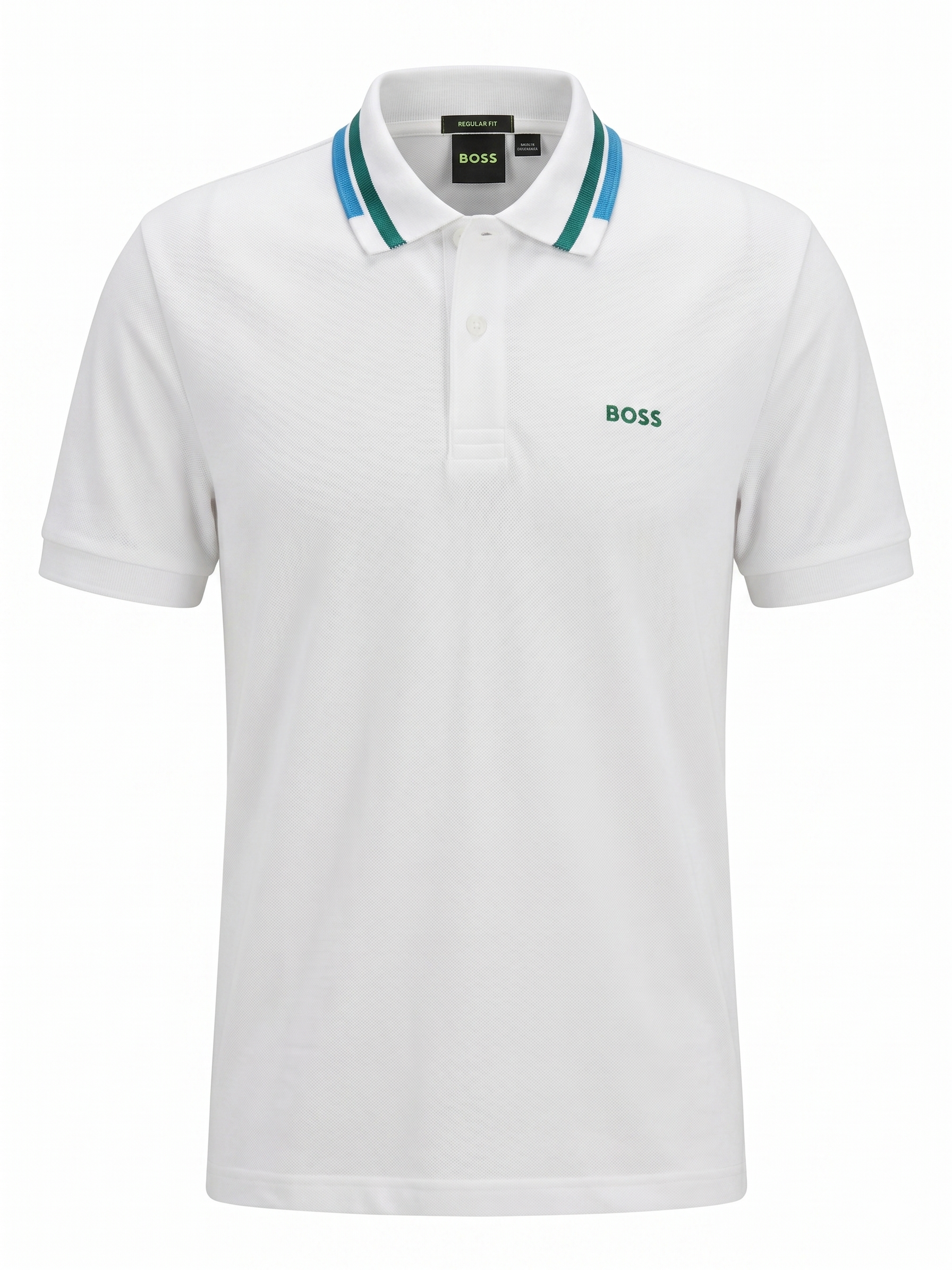 BOSS Contrast Collar Polo Shirt – White