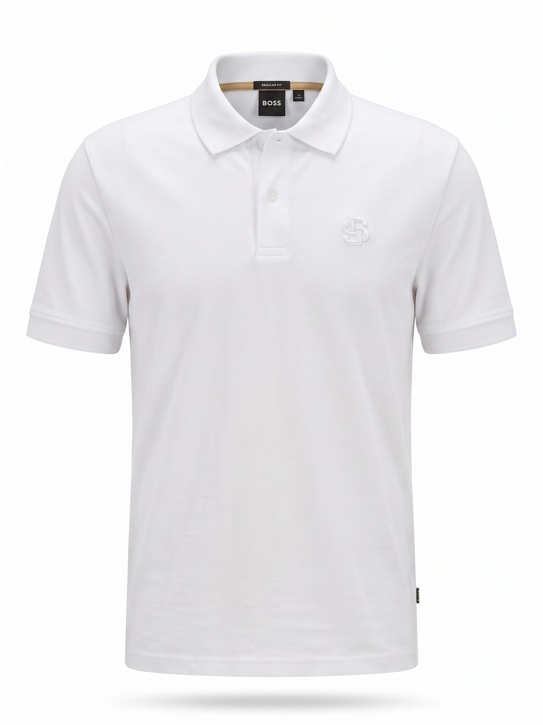 BOSS Tonal Logo Polo Shirt – White