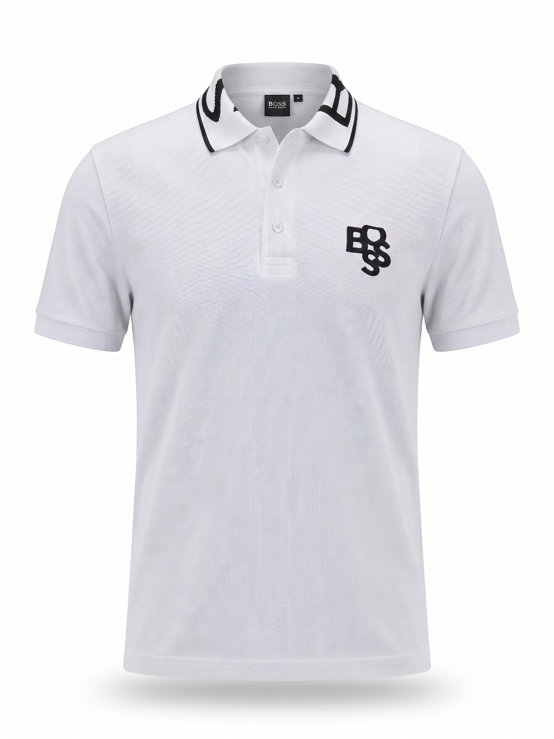 BOSS Statement Collar Polo Shirt – White