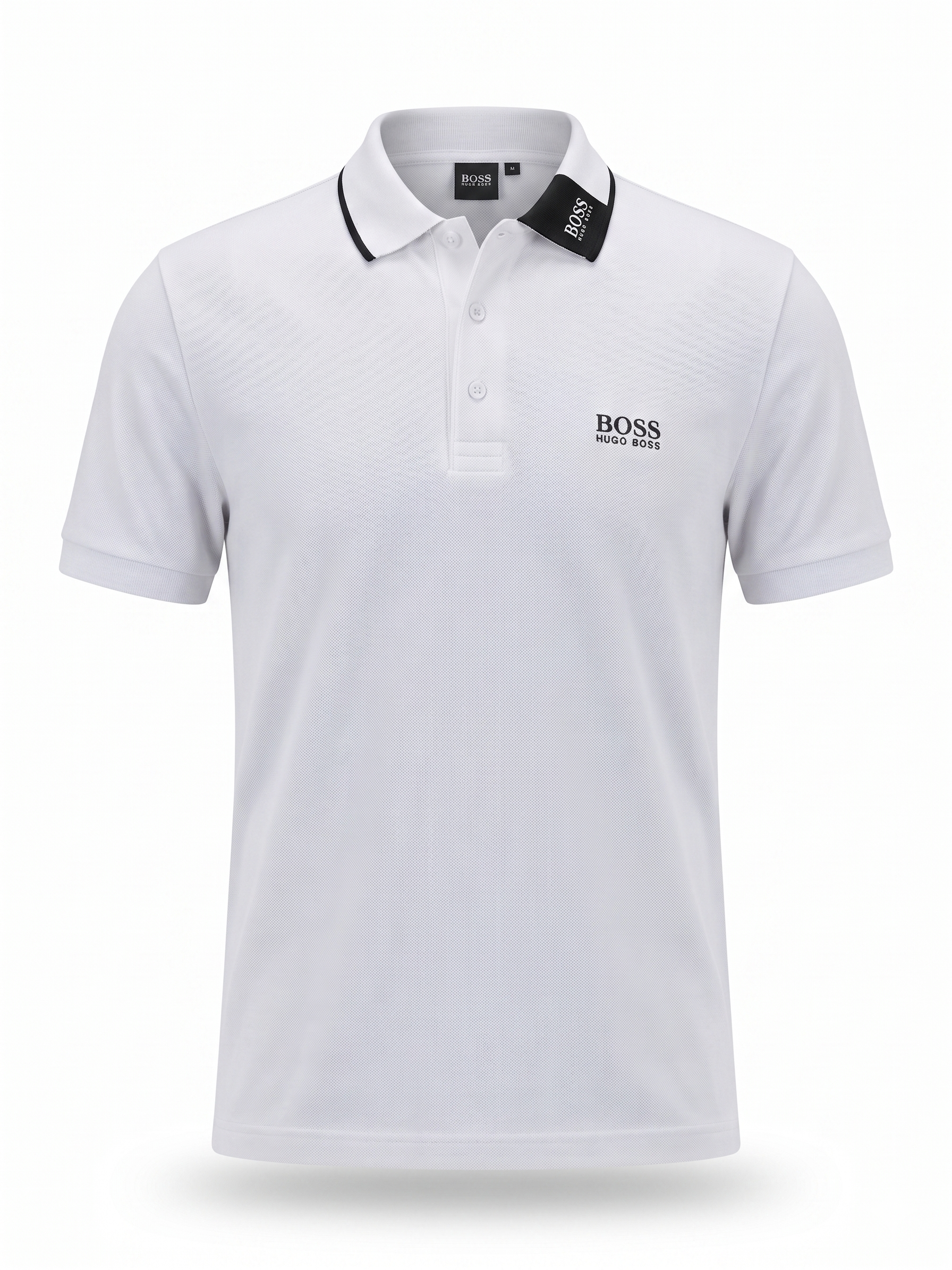 BOSS Logo Collar Polo Shirt – White
