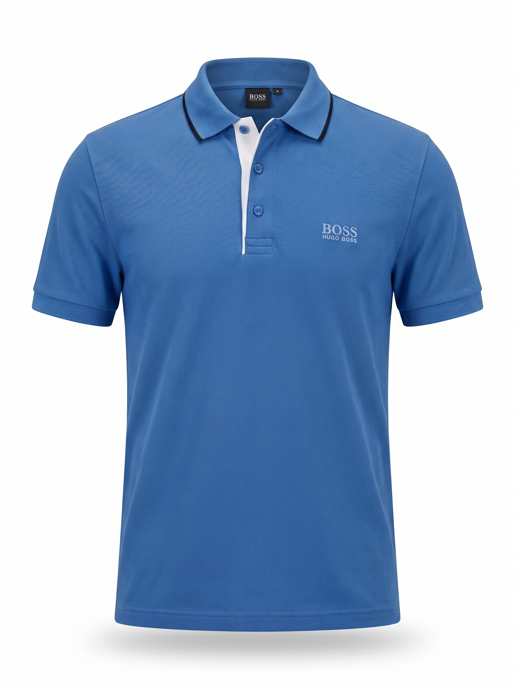 BOSS Contrast Placket Polo Shirt – Blue