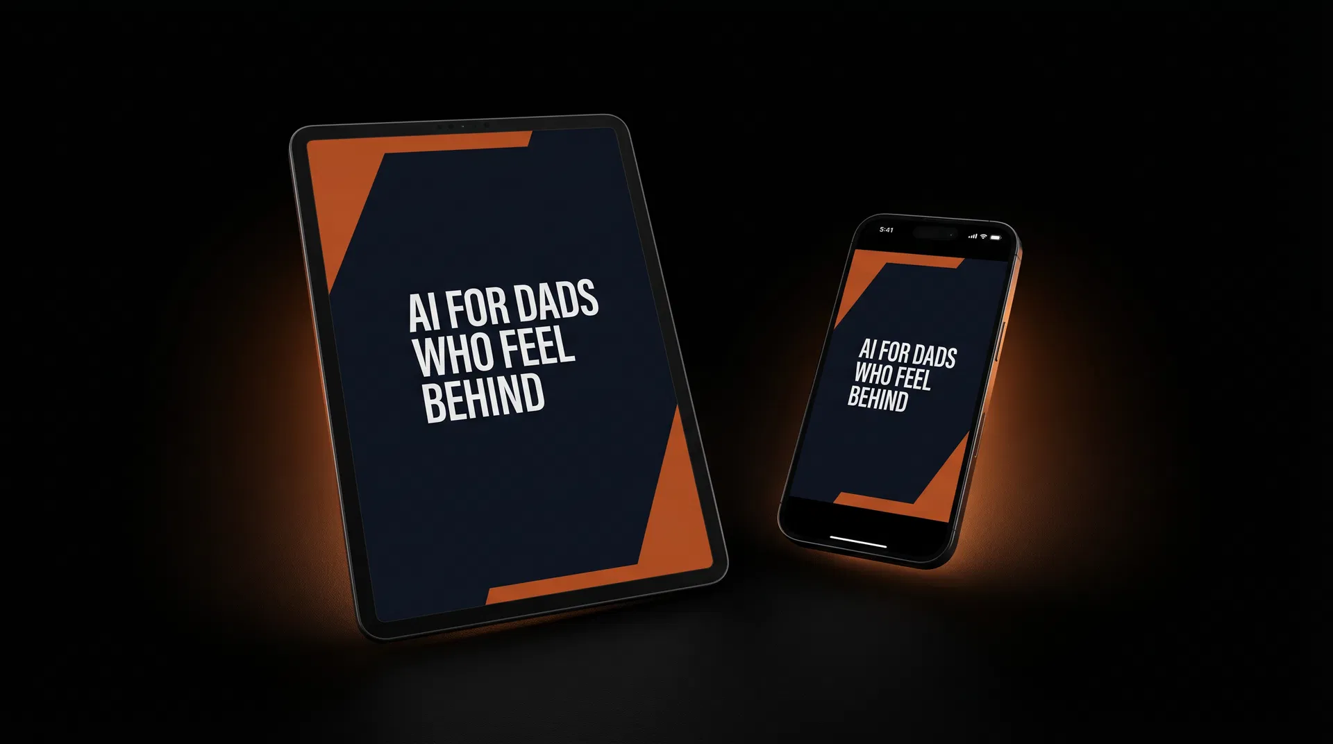 AI for Dads Who Feel Behind — Digital Guide displayed on tablet and phone
