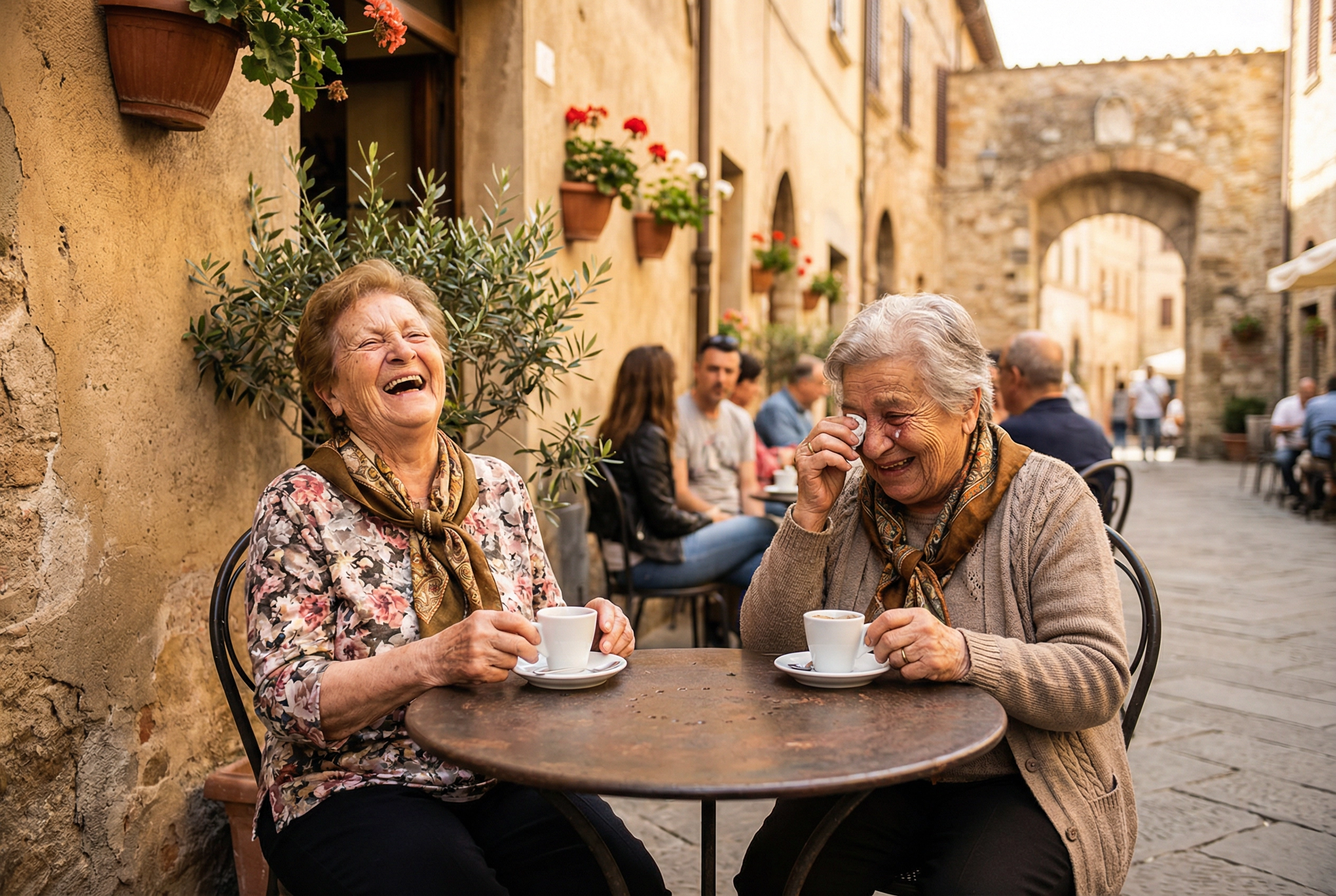 Due amiche ridono insieme al bar - ridere migliora le relazioni