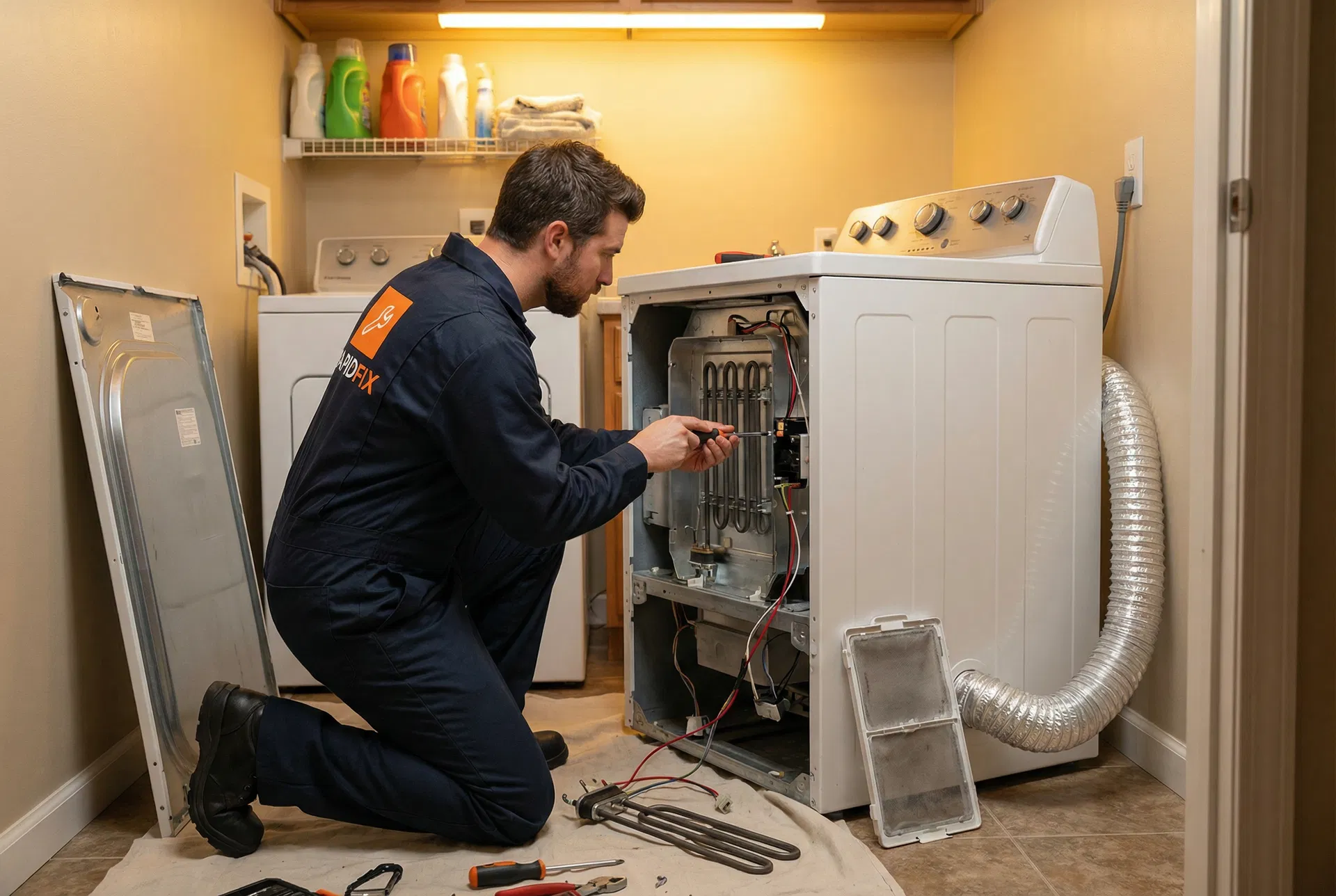 Dryer belt and thermal fuse repair during same-day service visit in Hollywood FL