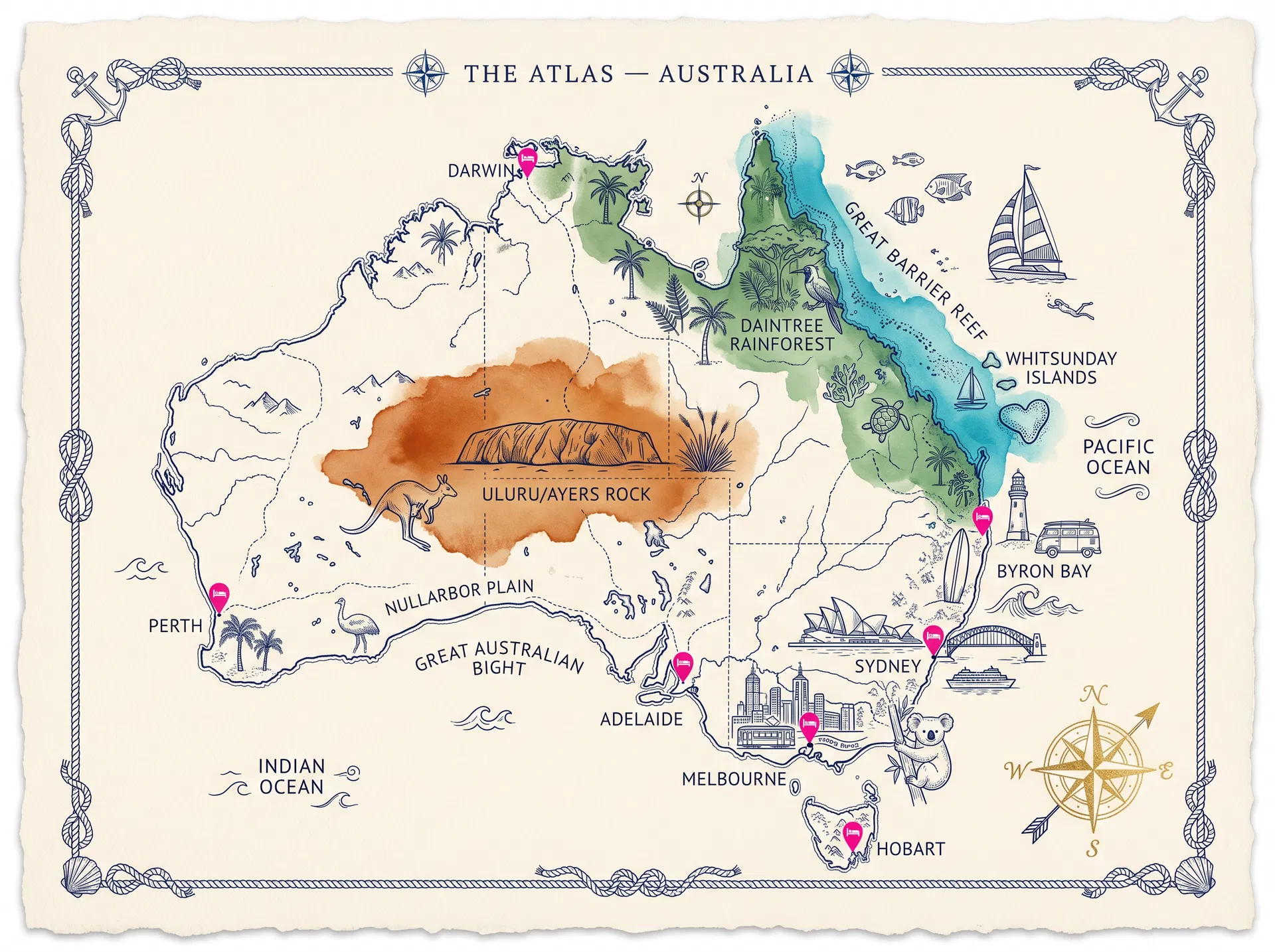 Australia illustrated atlas map