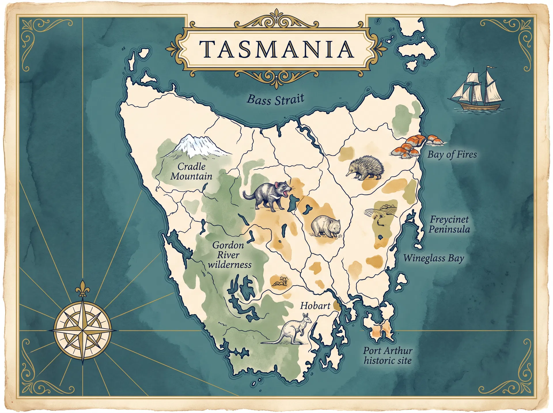 Tasmania Atlas Map