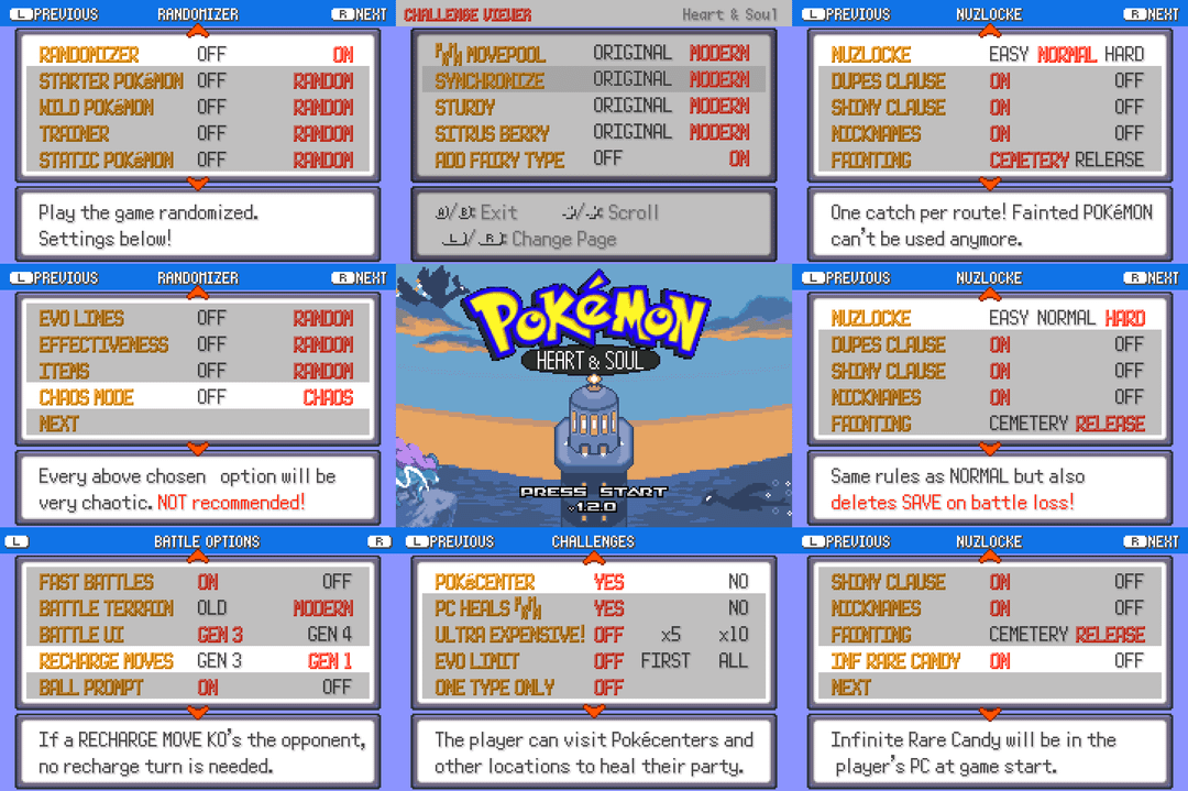 Pokemon Heart & Soul v1.2.0 - Nuzlocke, Randomizer & Battle Options