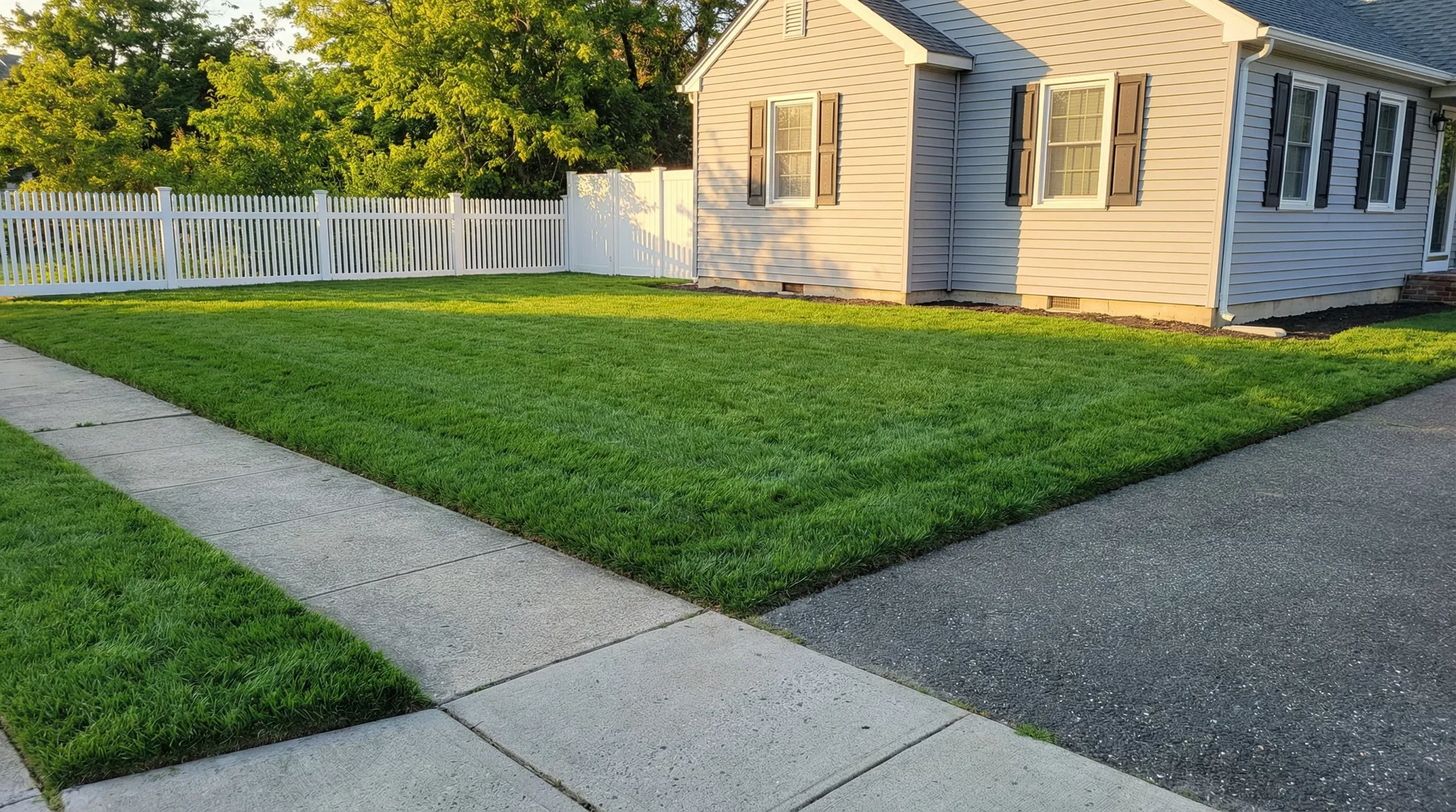 Lush green Tall Fescue Blue sod installation completed by Ocean County Sod at home in Avon-by-the-Sea NJ - professional lawn replacement on Lincoln Avenue Monmouth County
