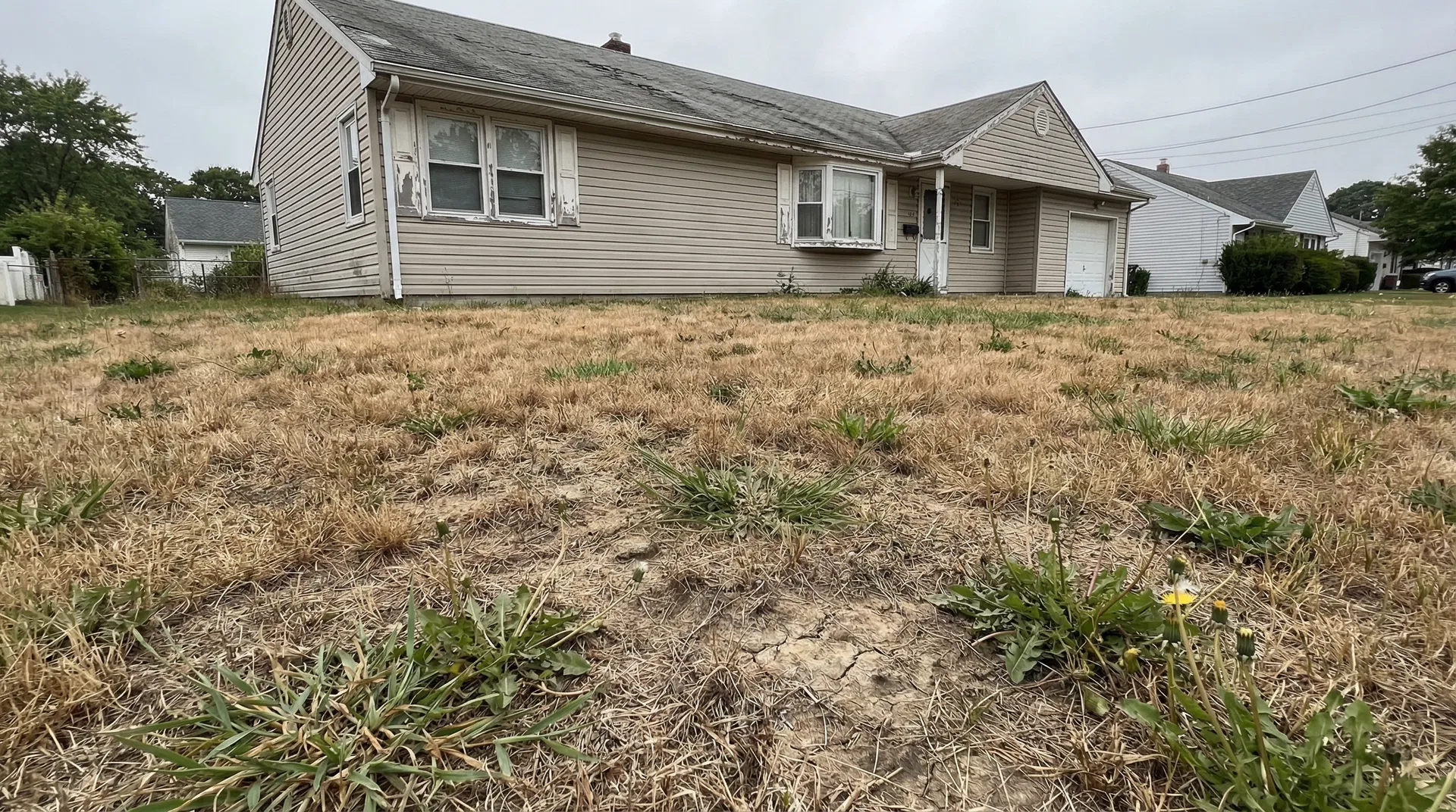 Failed dead lawn that needs warranty replacement at a home in Ocean County NJ