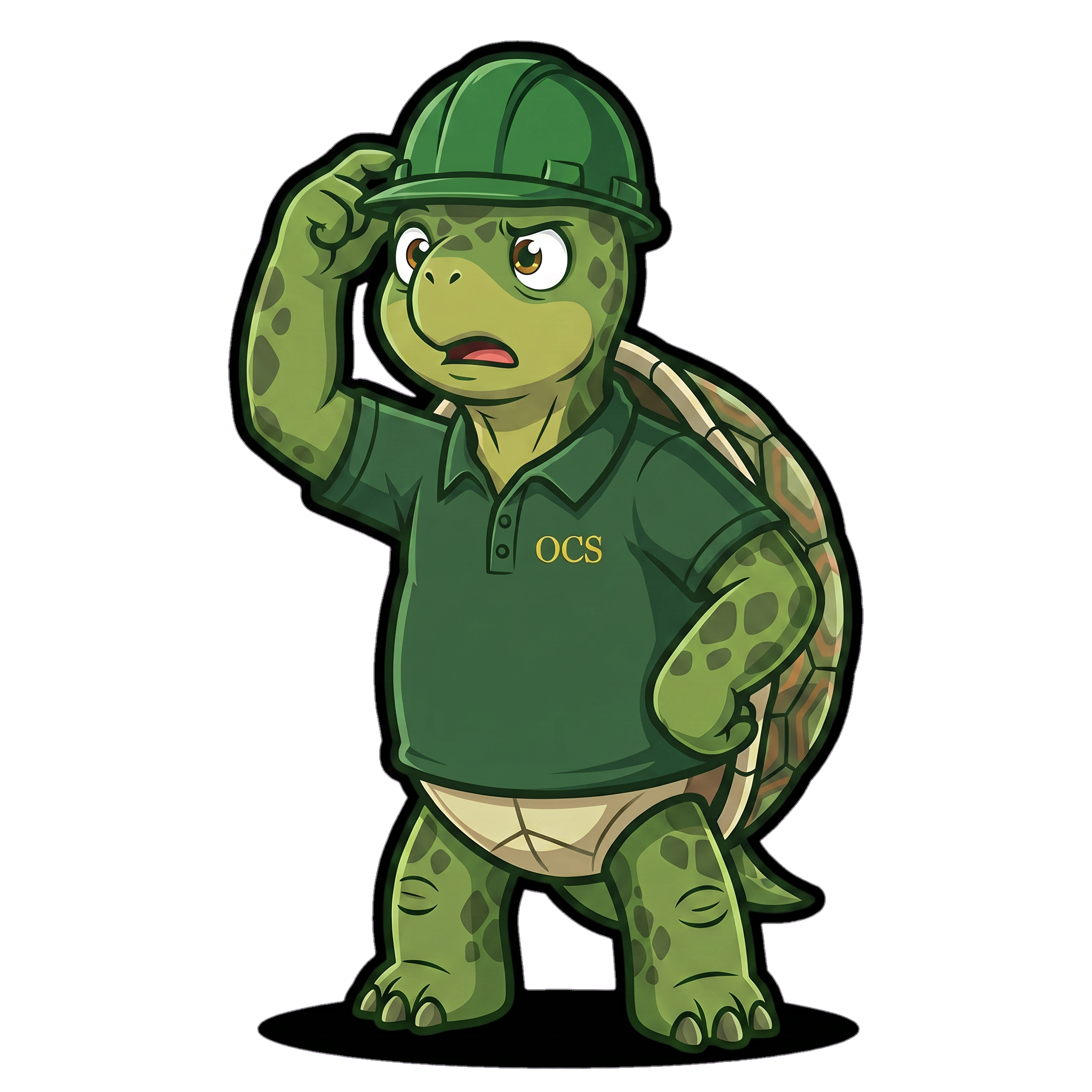 OCS Terrapin mascot looking confused