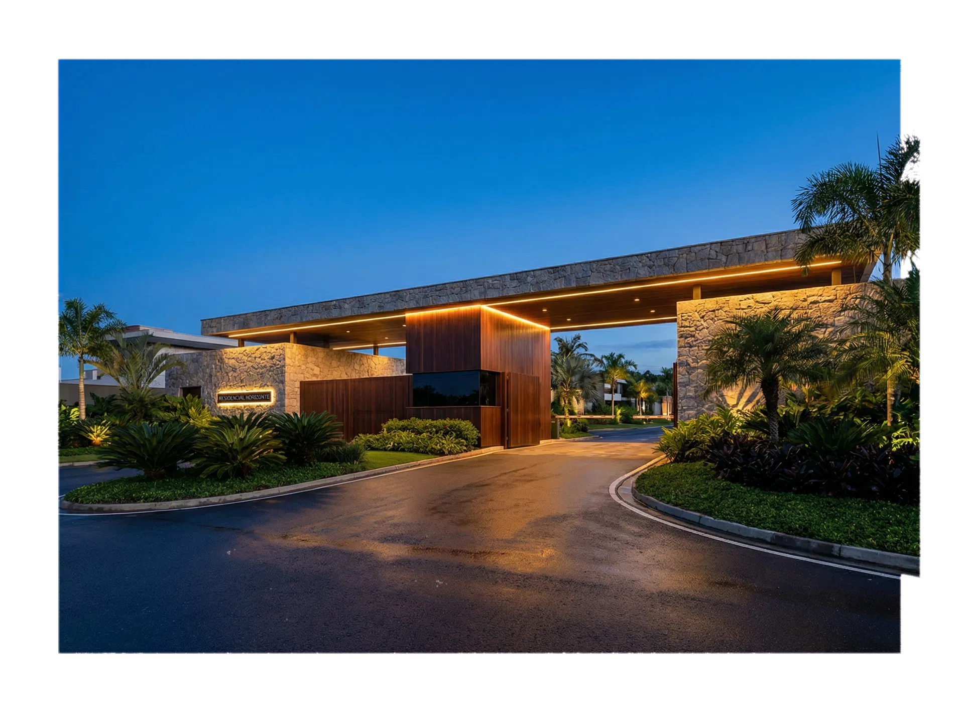 Arquitetura de acesso premium para loteamento planejado