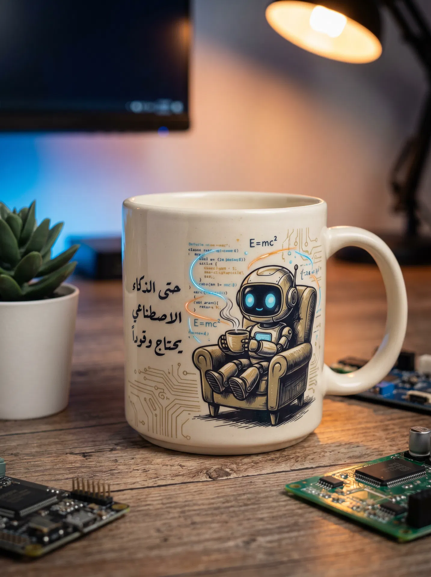 كوب الروبوت والقهوة