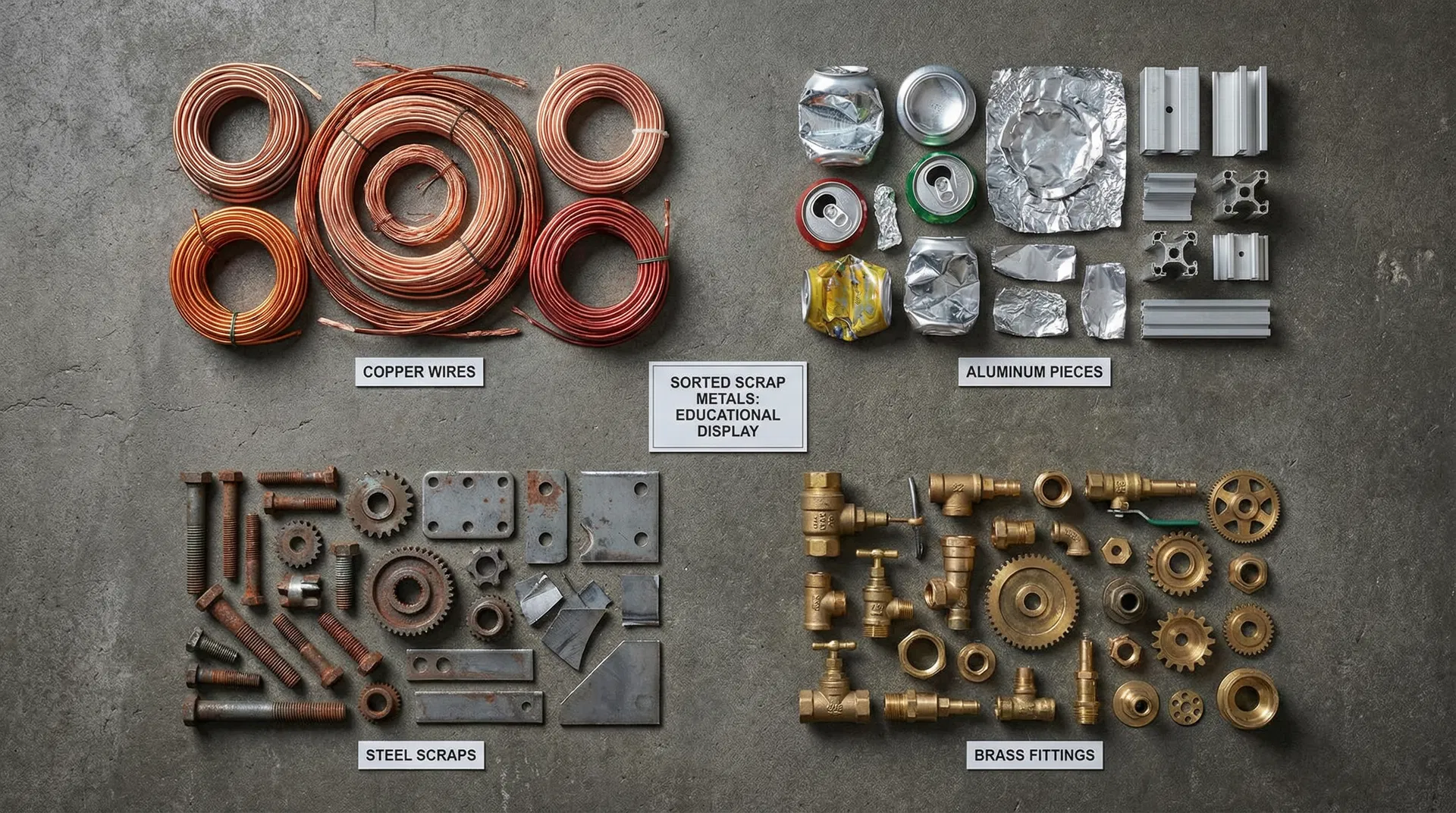 Tipos de metais que compramos - cobre, alumínio, aço, latão