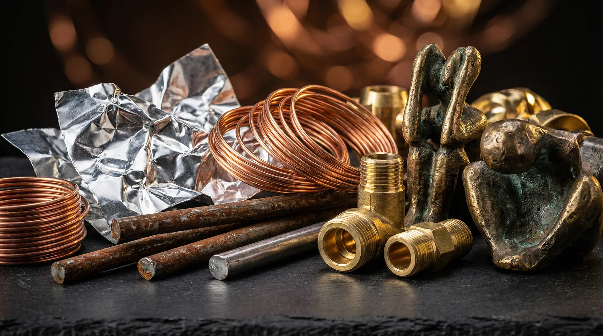 Diversos tipos de metais para reciclagem