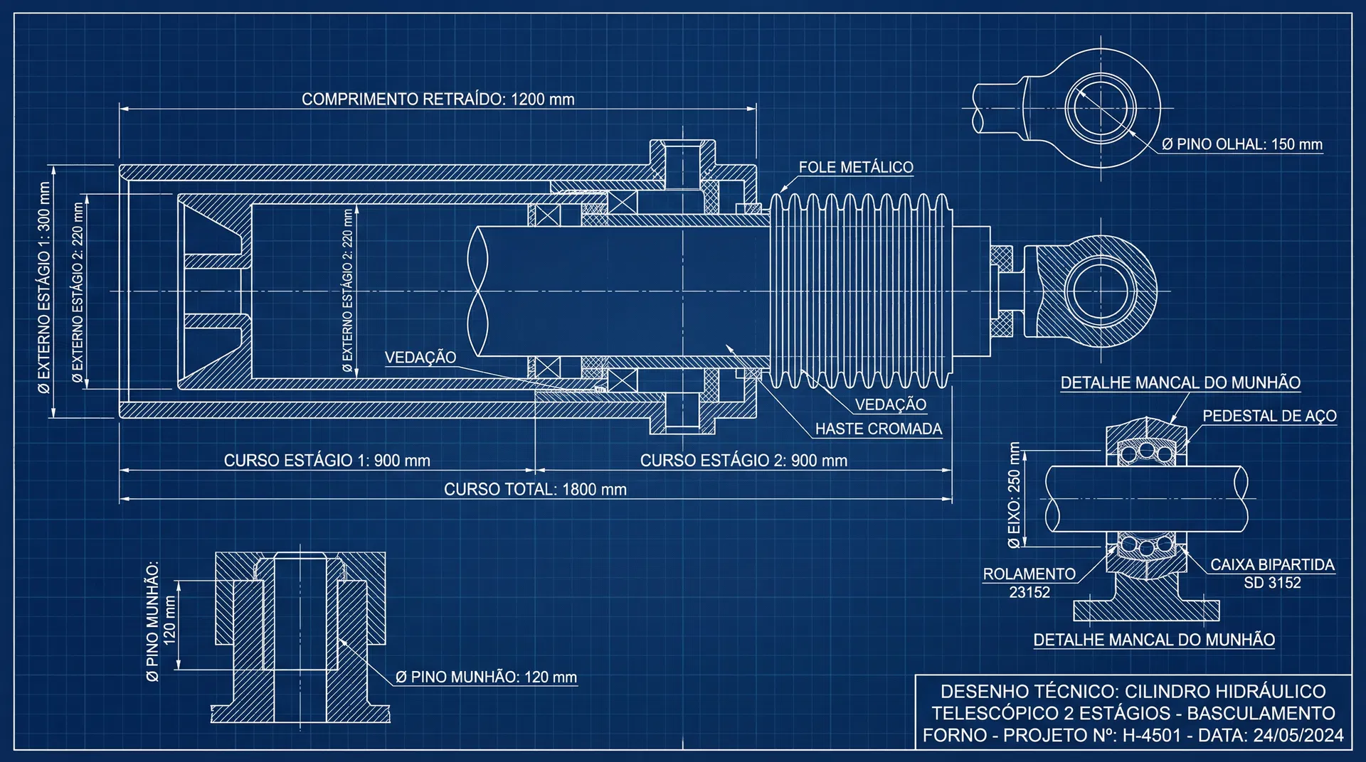 DES-04 — Pistão Telescópico e Mancal de Basculamento
