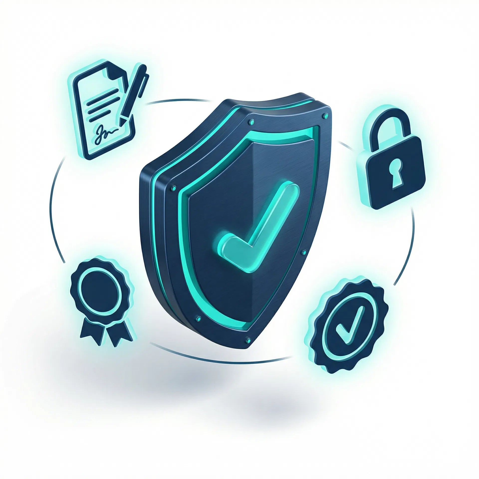 Settlio security — shield with compliance badges