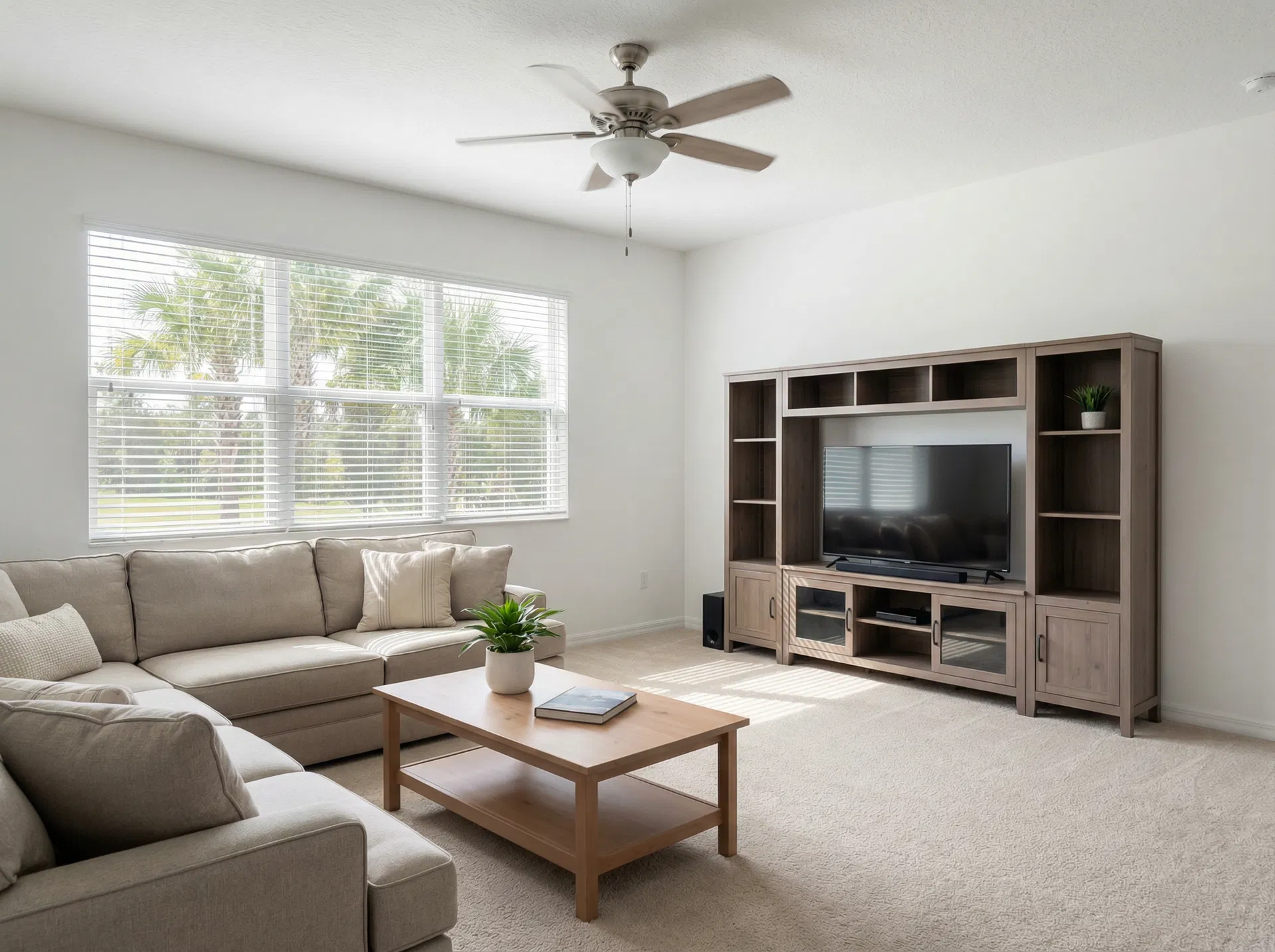 Clean modern living room in Baldwin Park Orlando after Junk Removal Rangers furniture removal