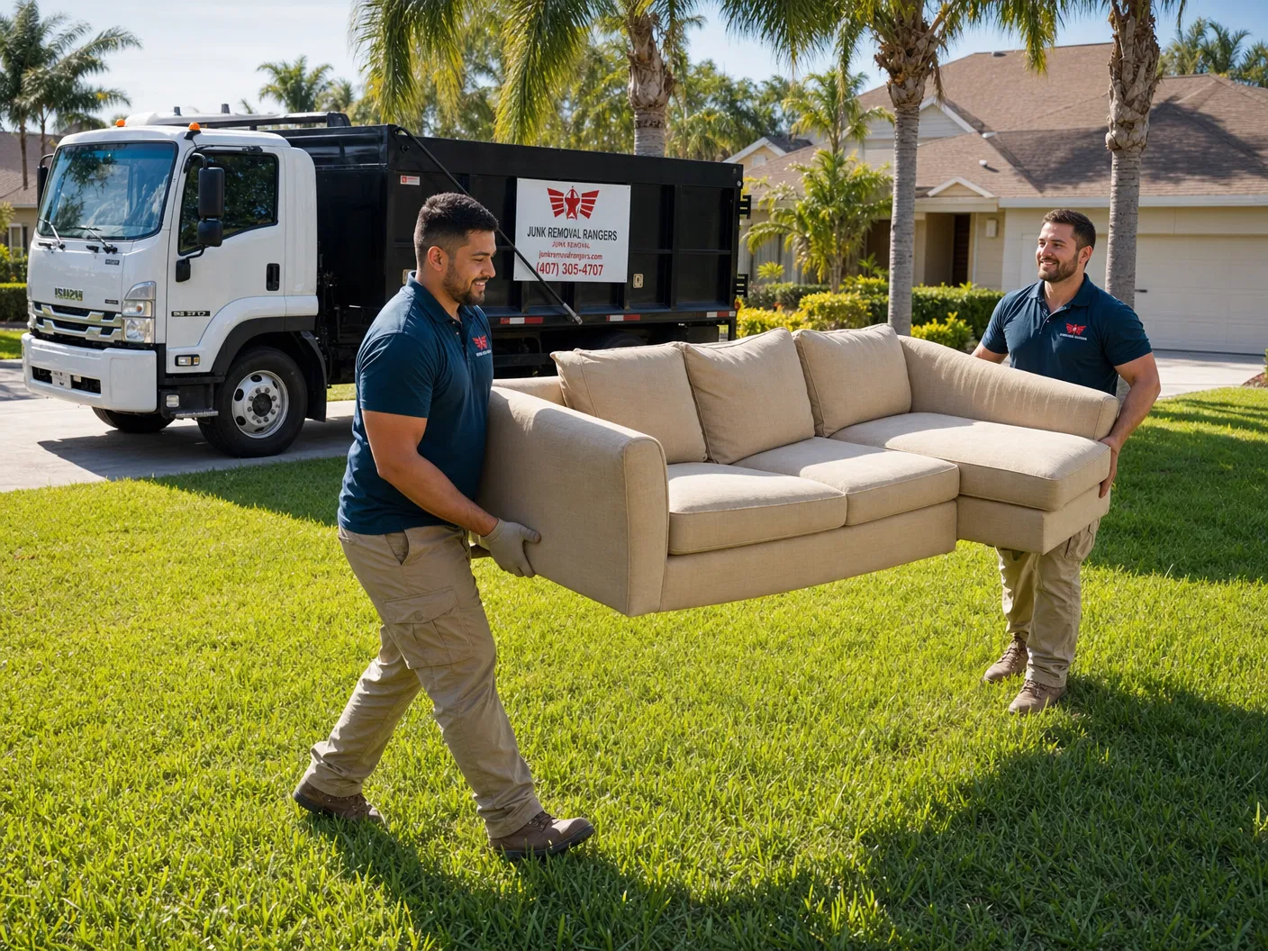 Junk Removal Rangers team removing furniture in Central Florida