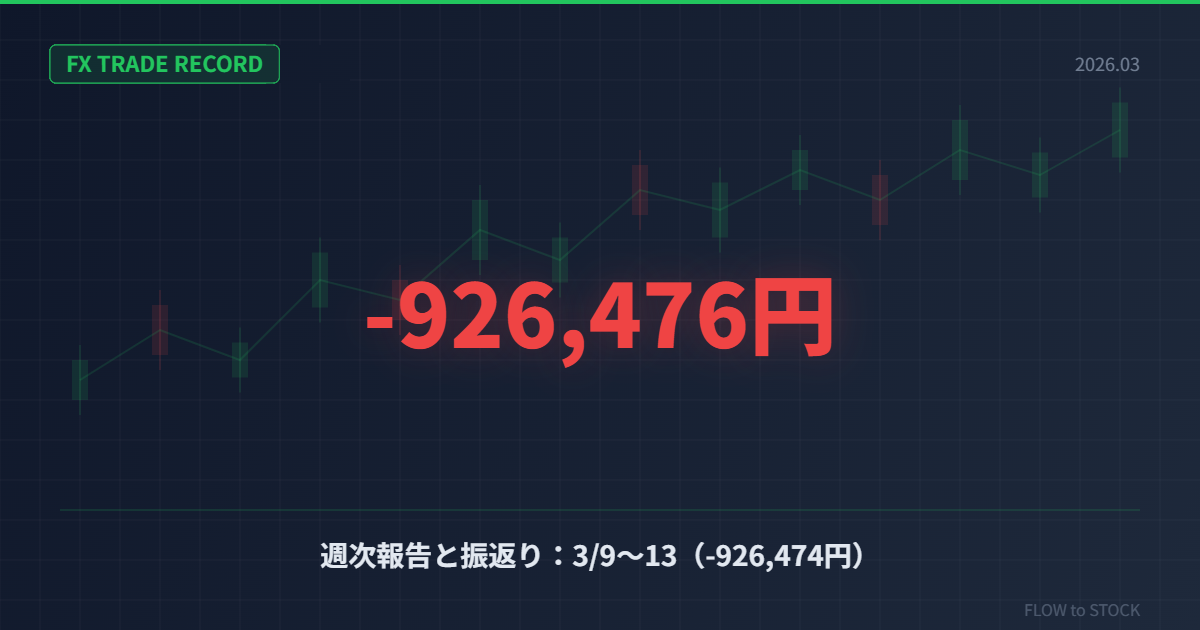 週次報告と振返り：3/9～13（-926,474円）