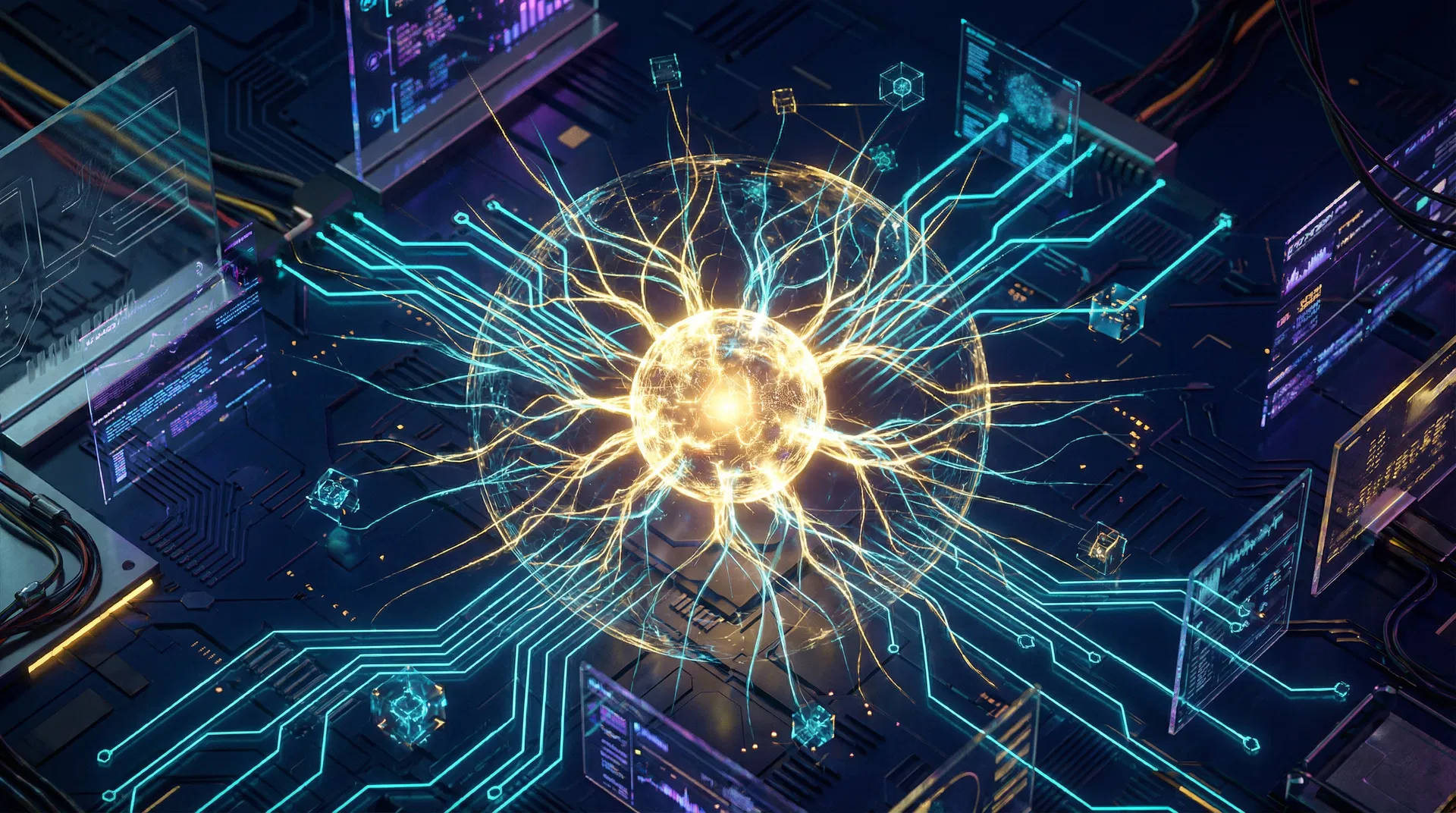 Futuristic AI neural network