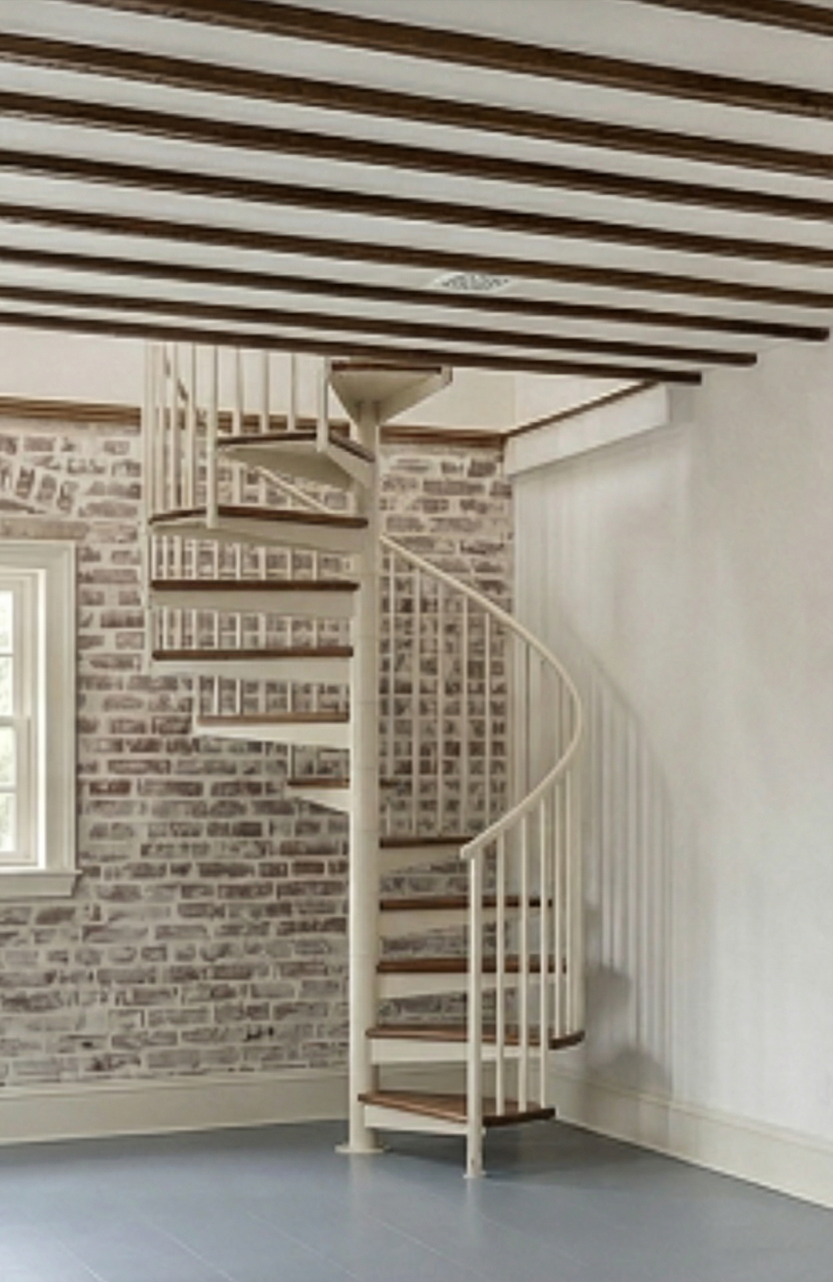 spiral staircase offwhite metal