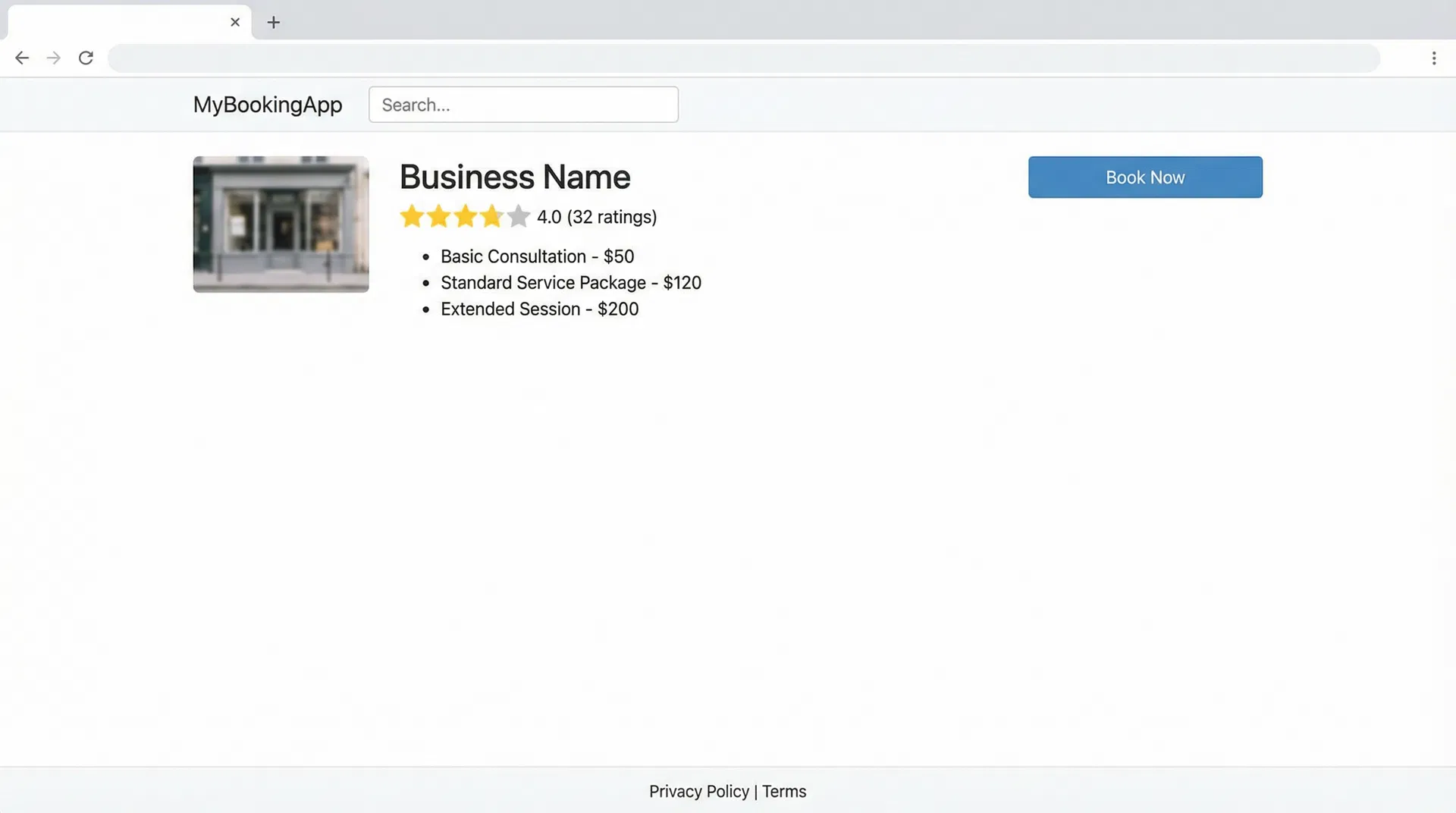 Generic Booksy listing