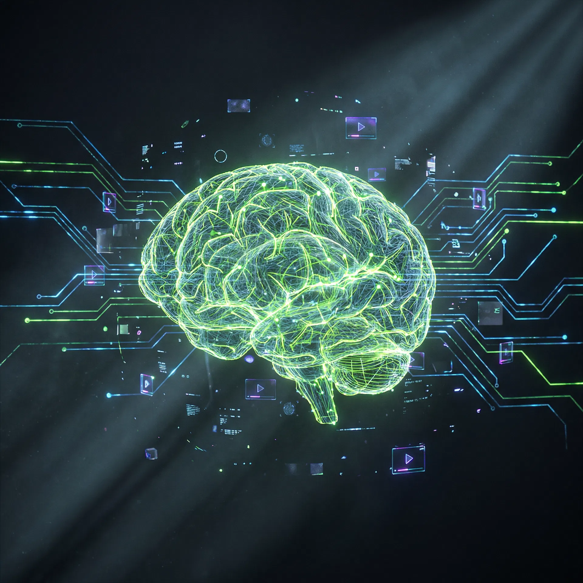 AI brain analyzing video content for viral moments