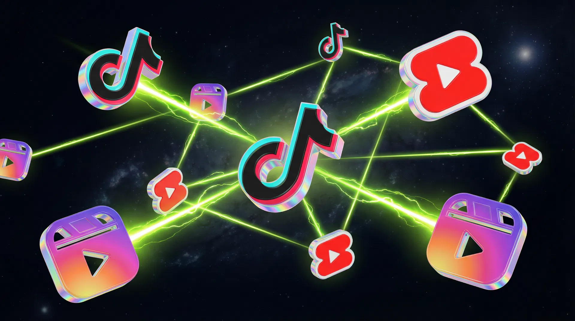 Content distributed across TikTok, YouTube Shorts, and Instagram Reels