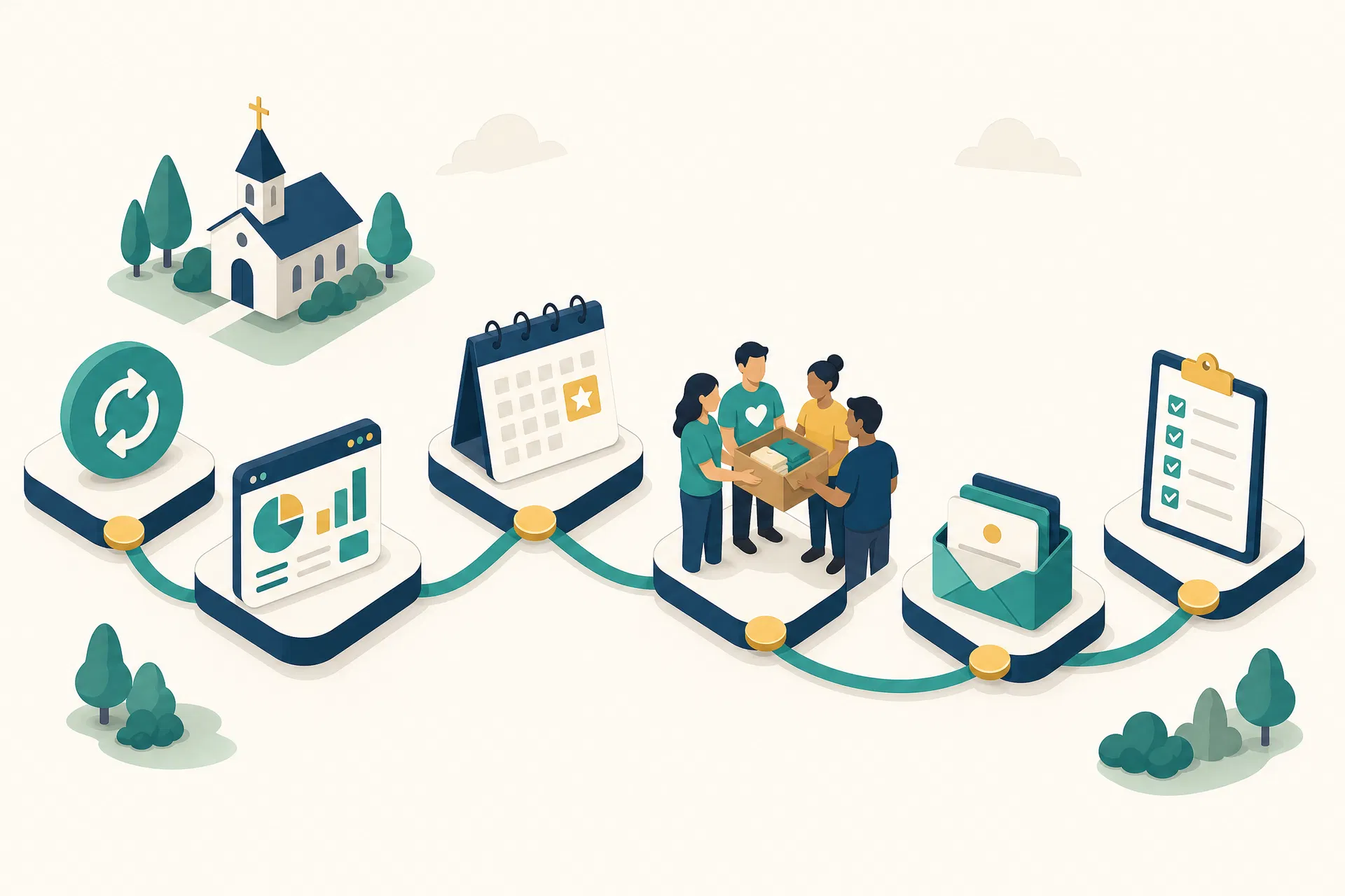 Ministry Harbor workflow from event planning to follow-up