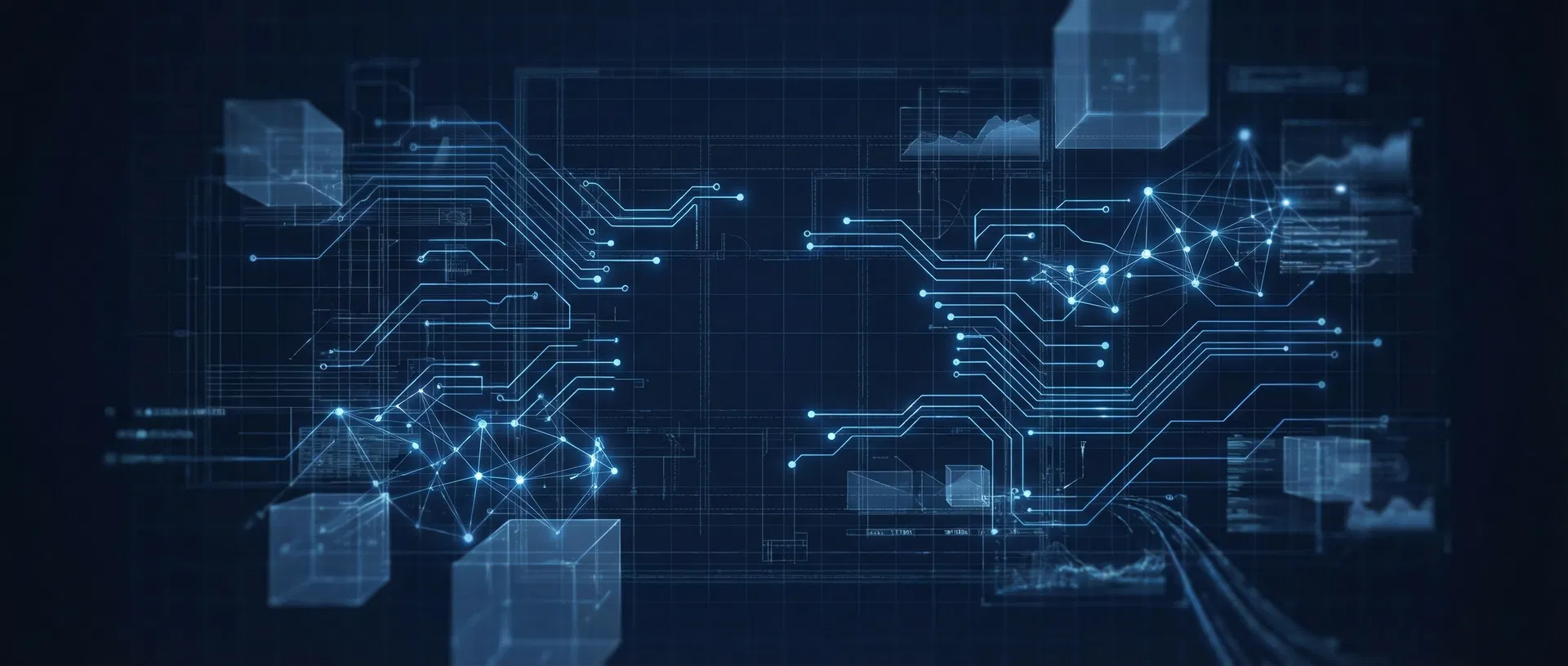 AI・テクノロジーをイメージした回路基板パターンの背景画像