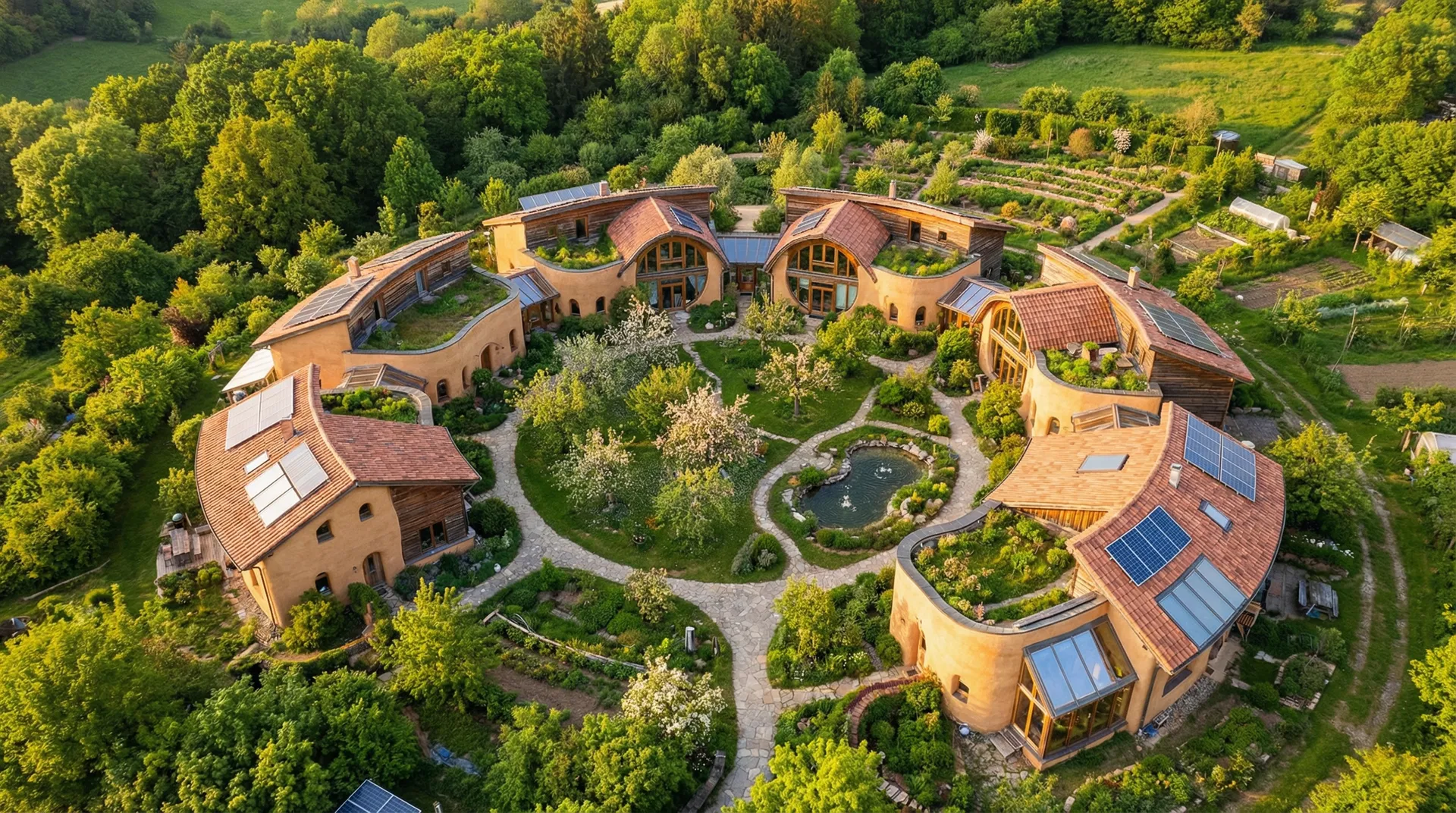 Aerial view of the Scientific Retirement Village circular layout