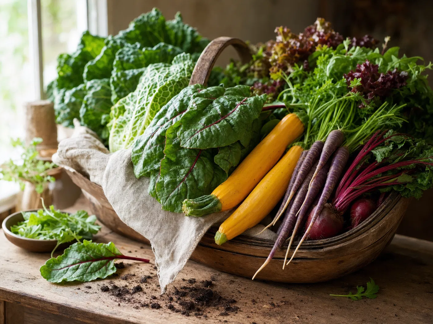 Fresh veggie box with seasonal produce