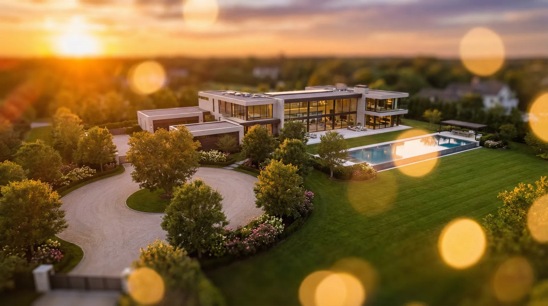 Luxury home at sunset