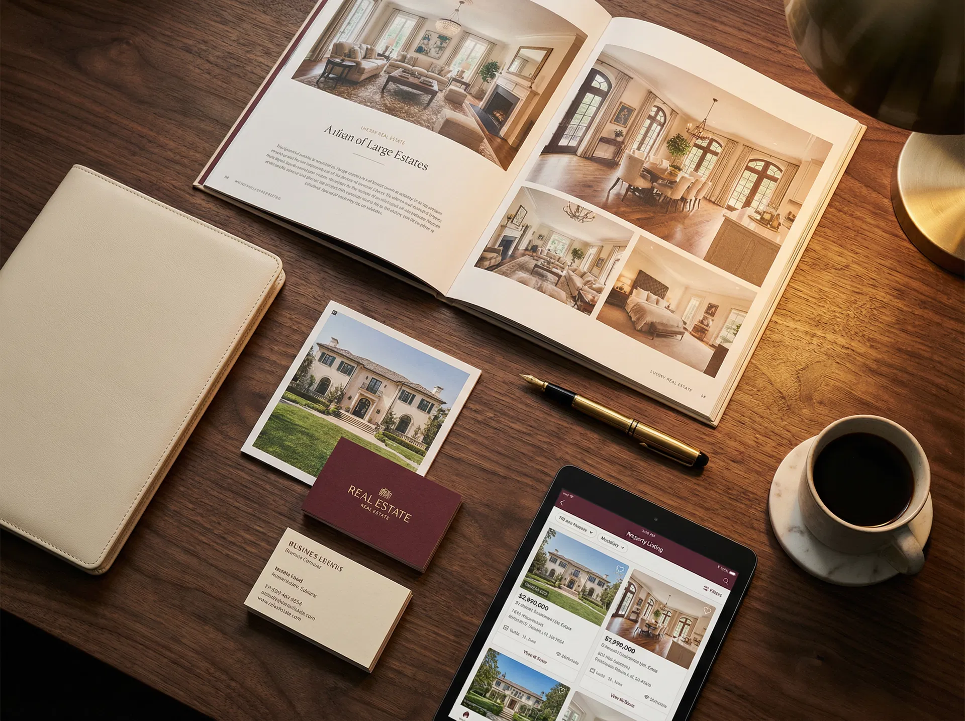 Marketing materials on desk